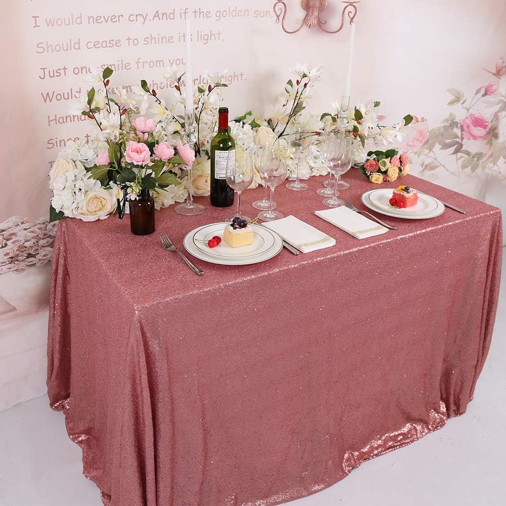 Mantel rectangular dorado con lentejuelas Trlyc, 60 x 120 pulgadas
