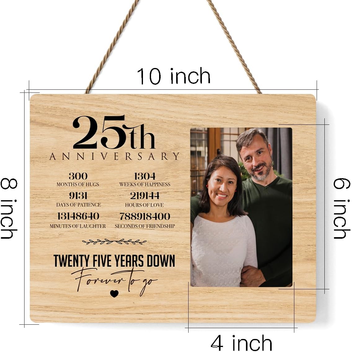 Marco de fotos de 25 aniversario, aniversario de boda 25 para ella, él, pareja, marido, esposa, feliz 25 aniversario de boda decoraciones para