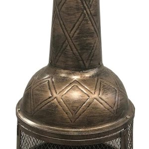 Oakland Living Chimenea de diamante de hierro forjado con acabado de bronce Corporation Oakland Living Chimenea de diamante de hierro forjado con acabado de bronce Corporation