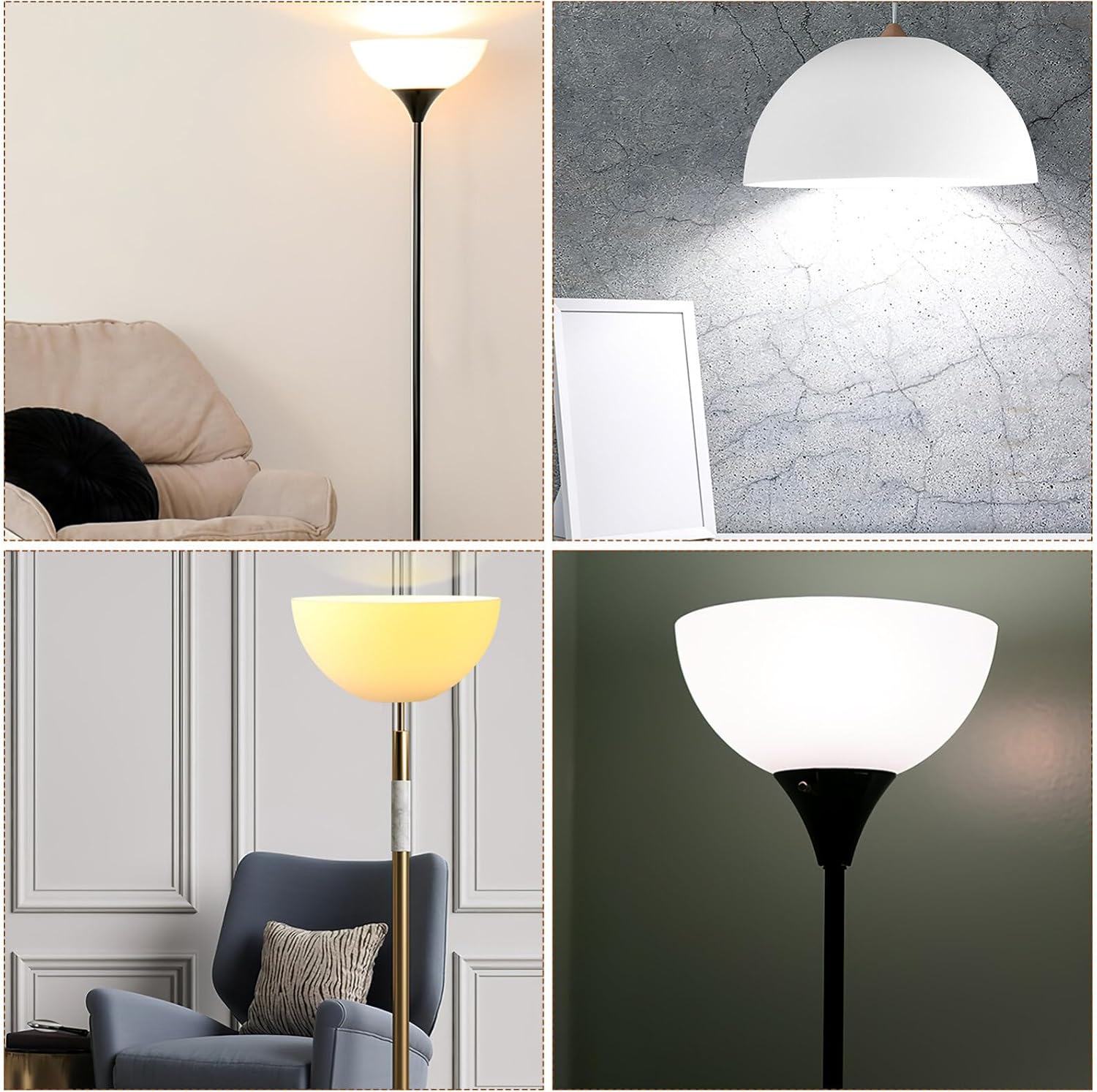 4 piezas de pantalla de lámpara de luz blanca para lámpara de mesa, pantalla de lámpara de cristal, pantalla con forma de tazón, pantalla de lámpara
