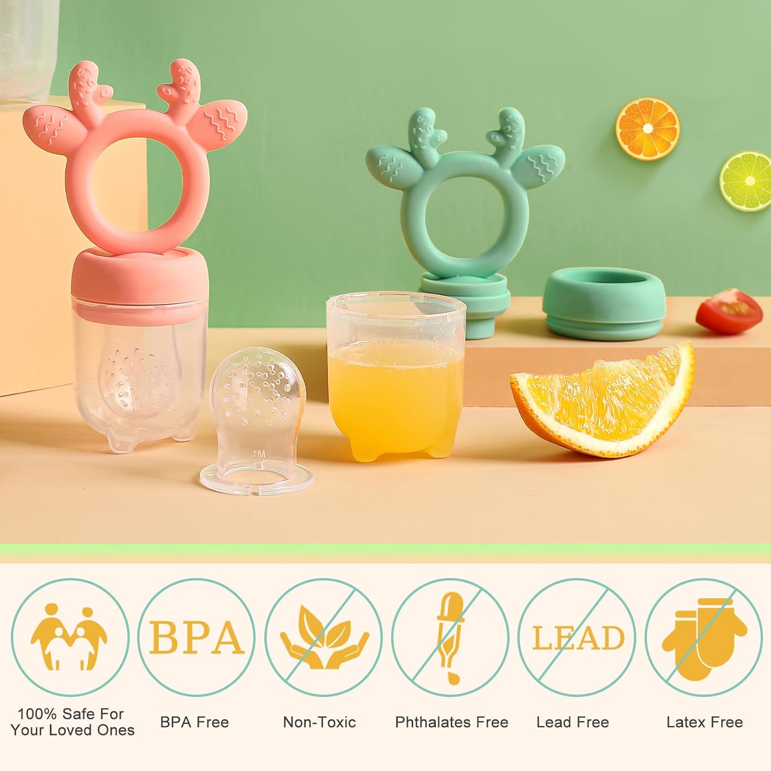 2 juegos de moldes de silicona para paletas de leche materna con alimentador de alimentos para bebés, sin BPA, chupete con bandeja de hielo