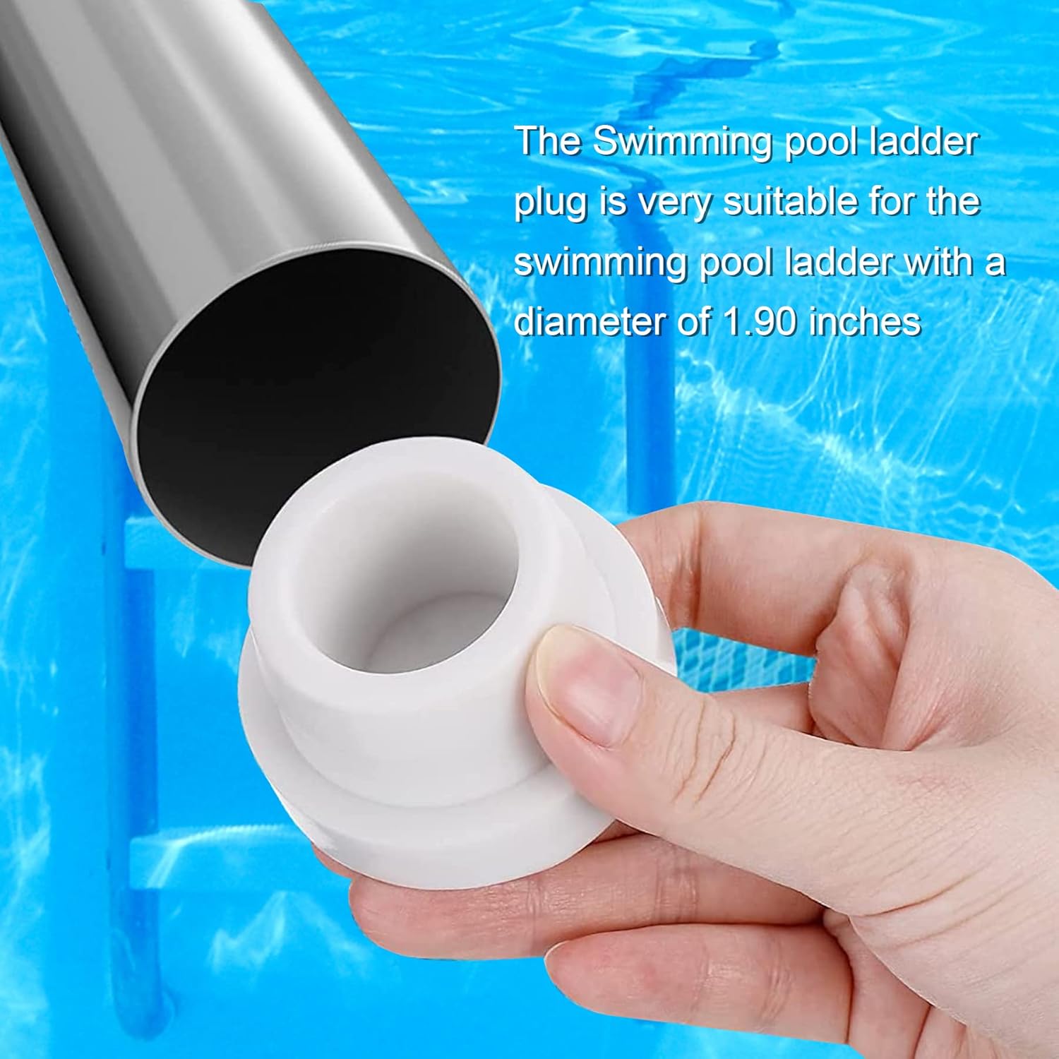 Parachoques de escalera de piscina para piscina enterrada  Tapones de goma para escalera interior de piscina, ajuste blanco, tubo de escalera de 1.9