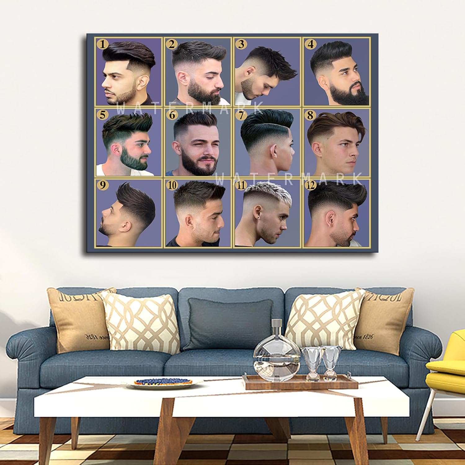 Barbería moderna corte de pelo para hombres, póster gráfico para decoración del hogar, pintura en lienzo, imagen HD, dormitorio, sala de estar,