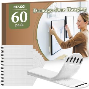 NESCCI Tiras para colgar cuadros, kit de colgador de fotos, extraíbles sin daños, ganchos para colgar cuadros, se utilizan para colgar marcos y NESCCI Tiras para colgar cuadros, kit de colgador de fotos, extraíbles sin daños, ganchos para colgar cuadros, se utilizan para colgar marcos y