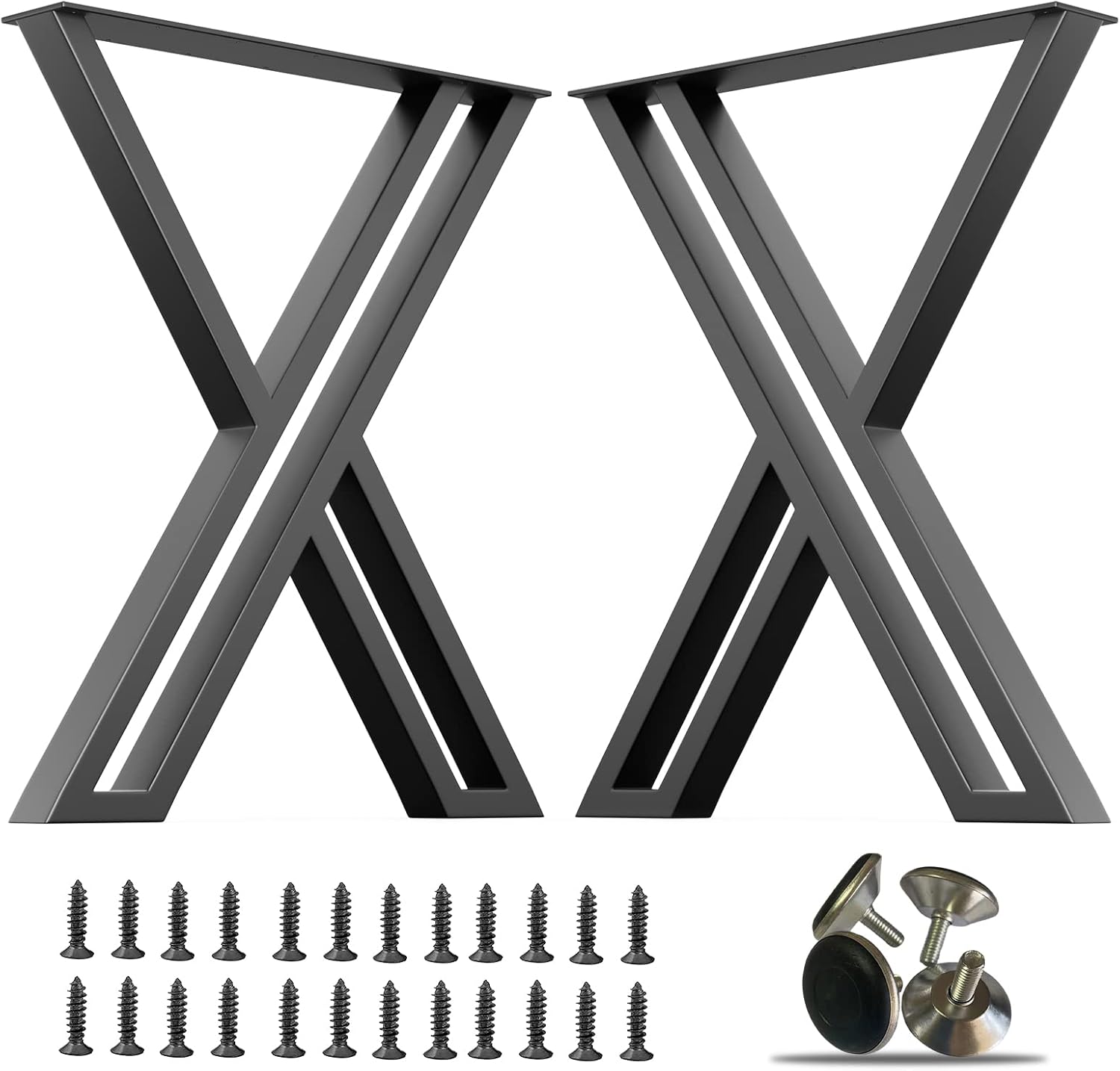 Patas de metal para mesa de 28 x 24 pulgadas, patas de escritorio industrial en forma de X, juego de 2 patas de muebles resistentes para mesa de