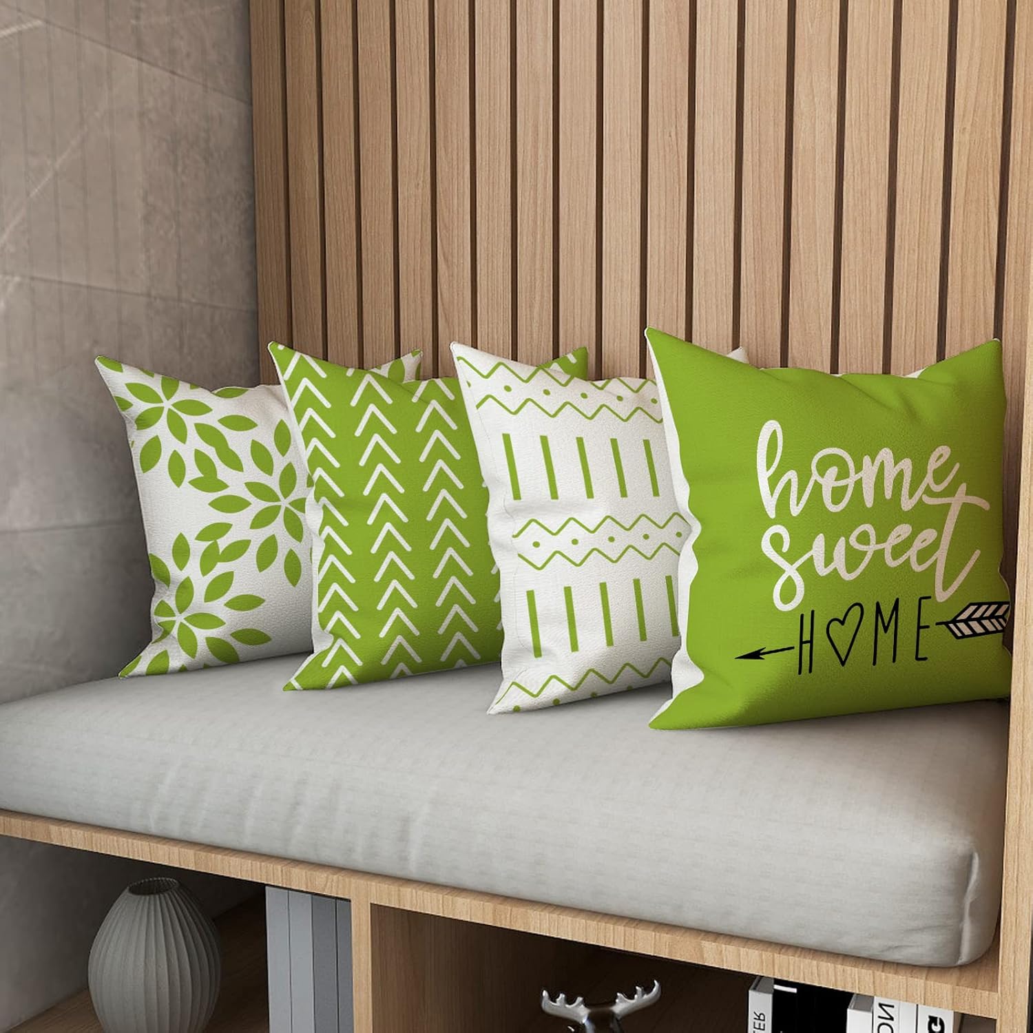 YCOLL – Juego de 4 fundas de almohada de 18×18, moderna funda de cojín para sofá, funda de almohada decorativa de tela de lino para exteriores para