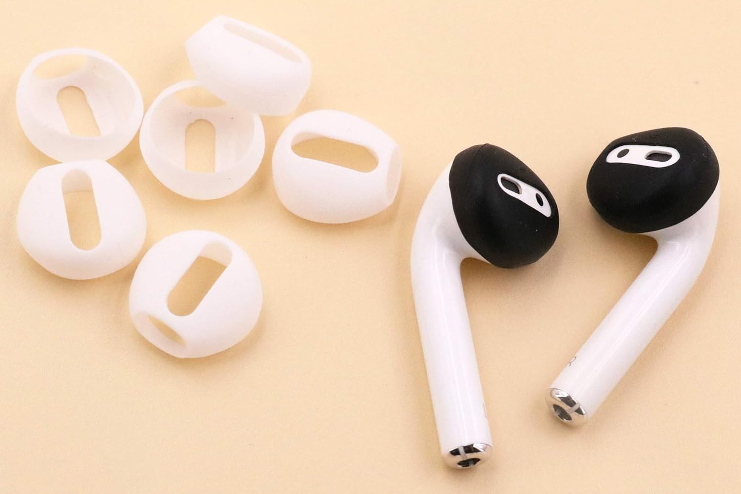 ( Fit in Case ) 4 Pairs Replacement Super Thin Slim Rubber Silicone Earbuds Ear Tips and Covers Skin for AirPods 2 AirPods 1 or EarPods Headphones