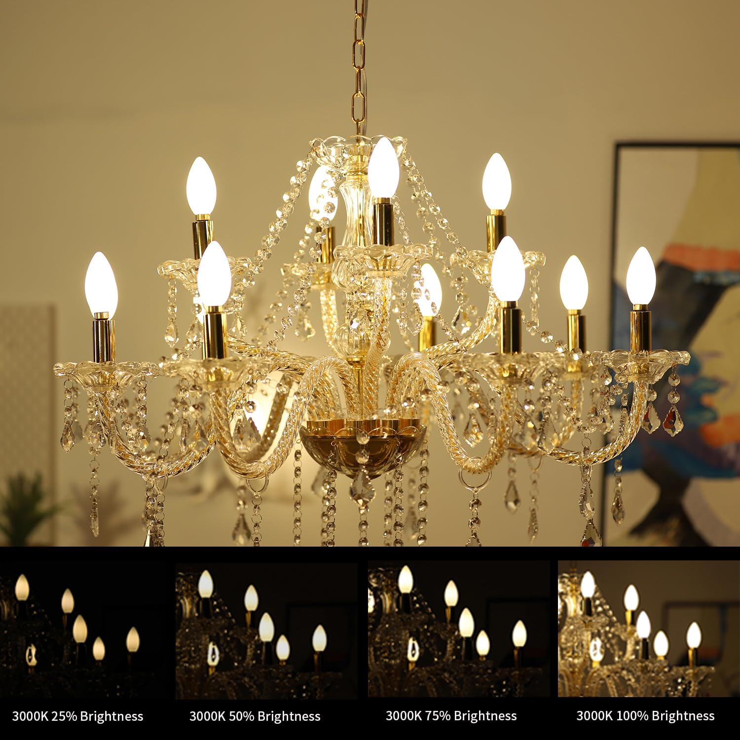 OMAYKEY Bombillas LED regulables de 6 W, equivalente a 60 W, 600 lúmenes, base de candelabro E12 blanco suave de 3000 K, estilo Edison vintage