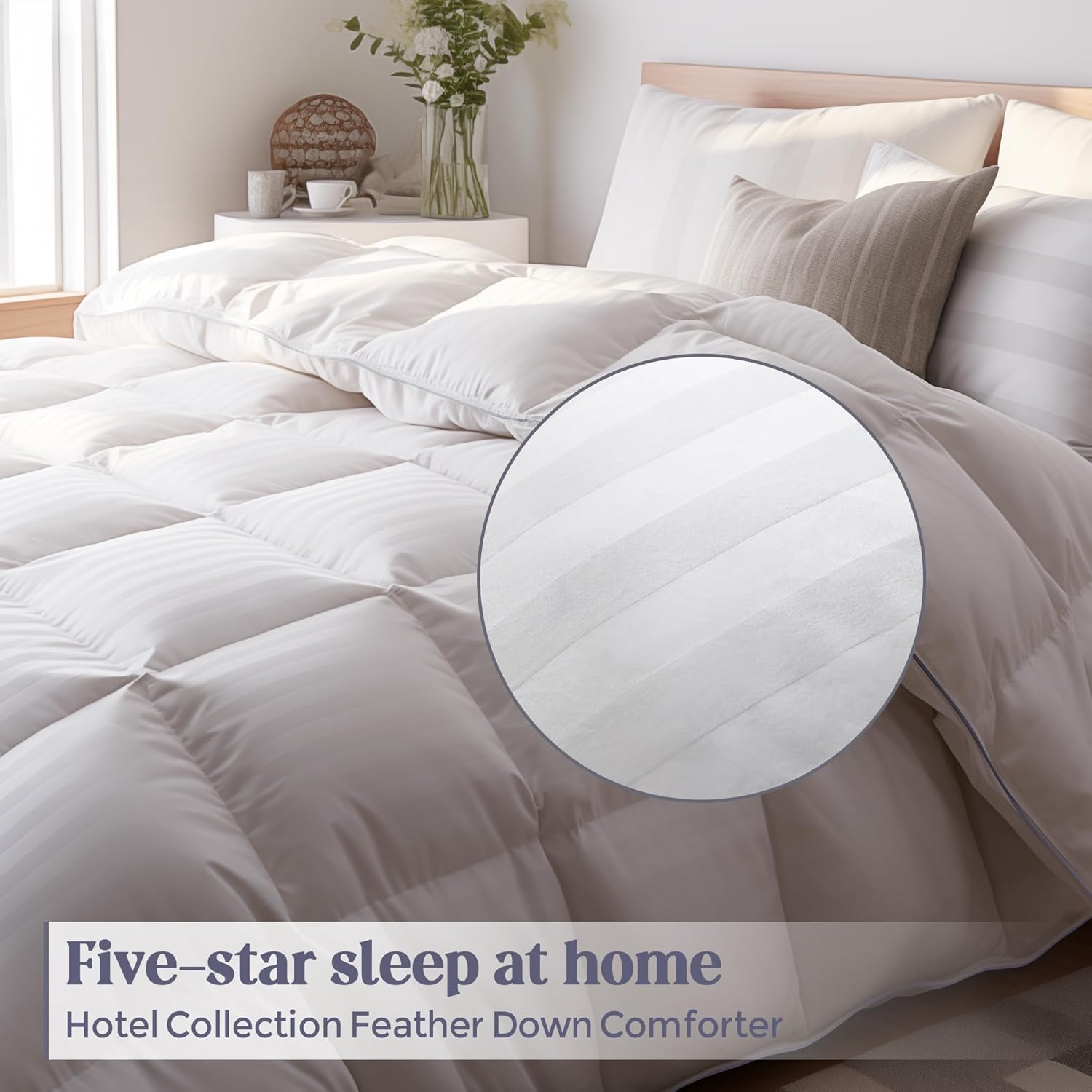 Edredón de plumón tamaño King, relleno de edredón para todas las estaciones para ropa de cama, colección de hotel, edredón de plumas blancas, 500