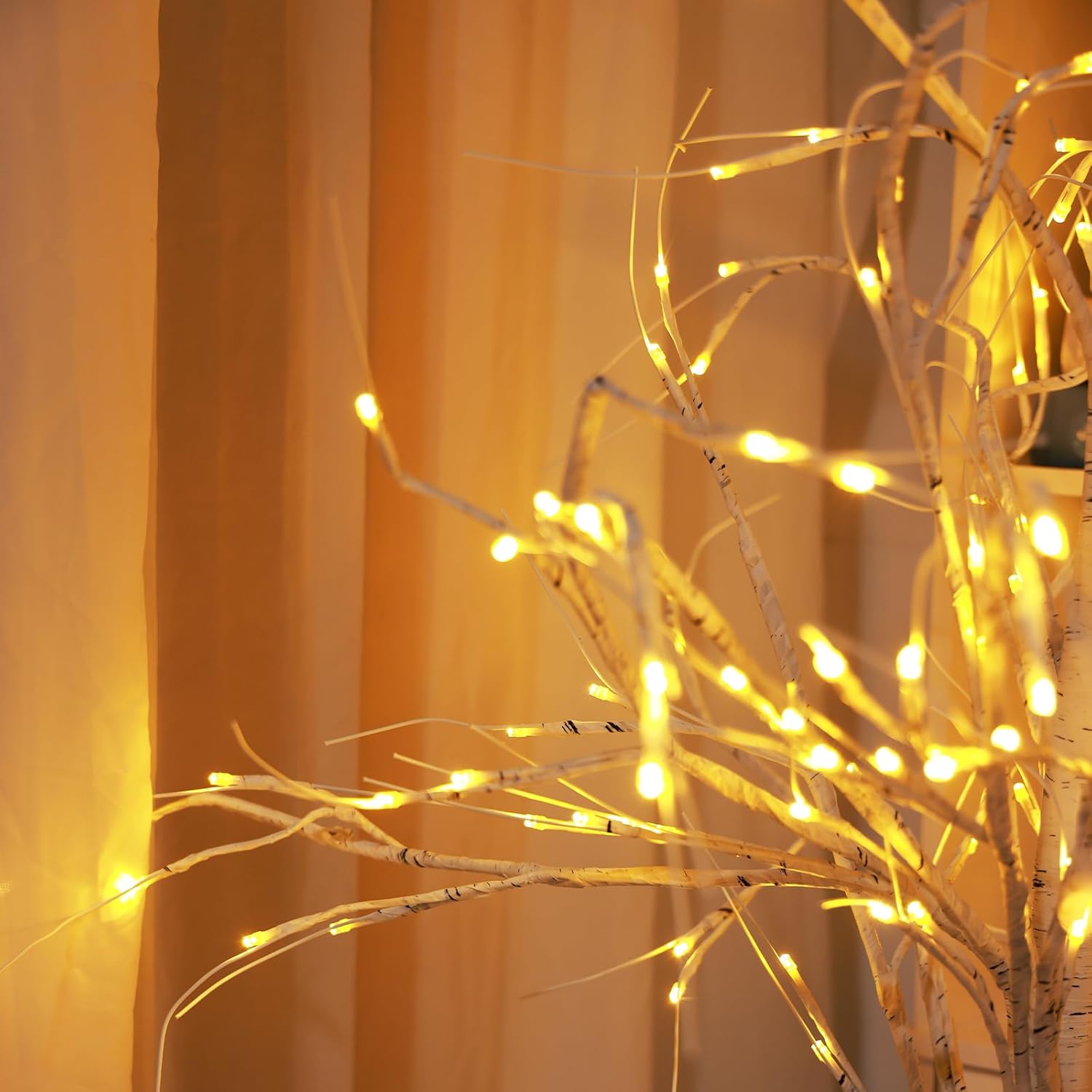 Paquete de 1 árbol de abedul iluminado de 4 pies (tamaño más alto y de pie en el suelo), árbol de Navidad de abedul para interiores y exteriores, 96