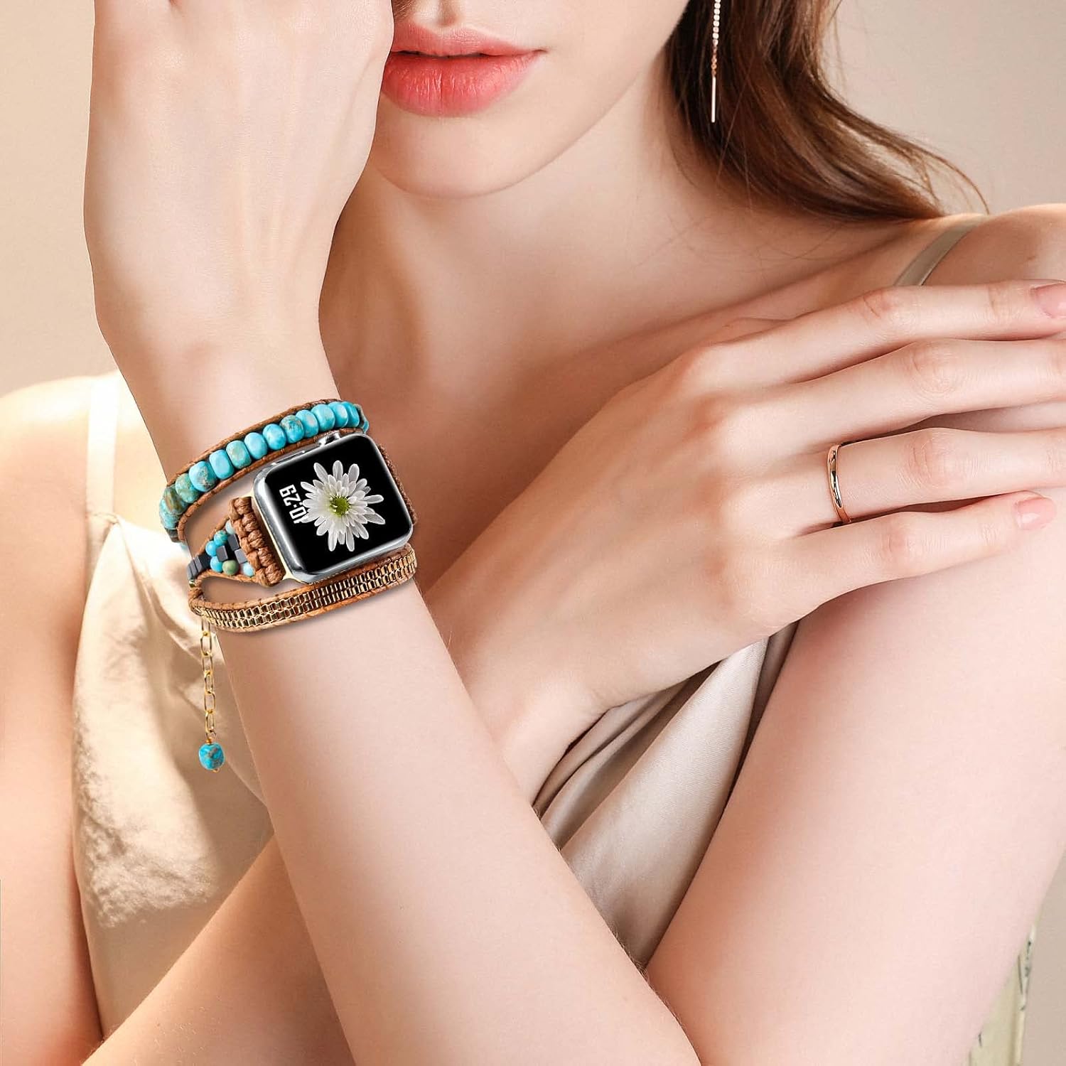 Youthrun Handmade Boho Watch Band Compatible with Apple Watch 49MM 45MM 44MM 42MM 41MM 40MM 38MM Beaded Wrap Bracelet for iWatch Ultra, Series