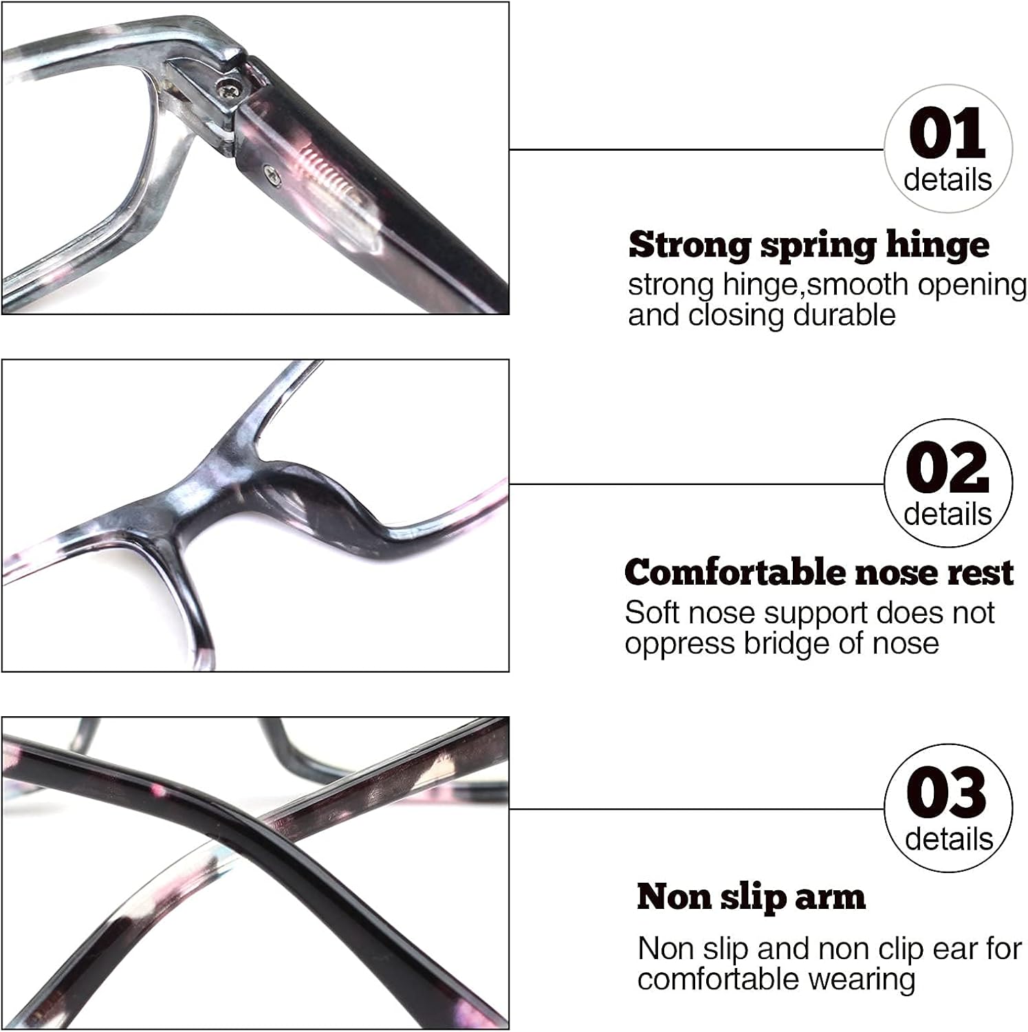 VIDEBLA Paquete de 5 lentes de lectura para computadora para hombres y mujeres, antifatiga ocular, lentes de bloqueo de luz azul para leer (5