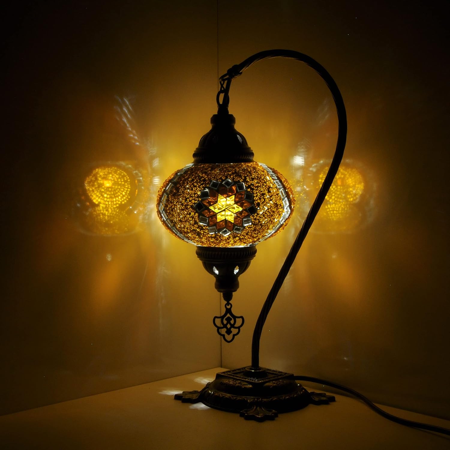 5 Variotion Mosland Home Turkish Lamp Mosaic Table Lamps  Turkish Moroccan Lamp with Bronze Base  Handmade Swan Neck Tiffany Night Lamp  Mosaic