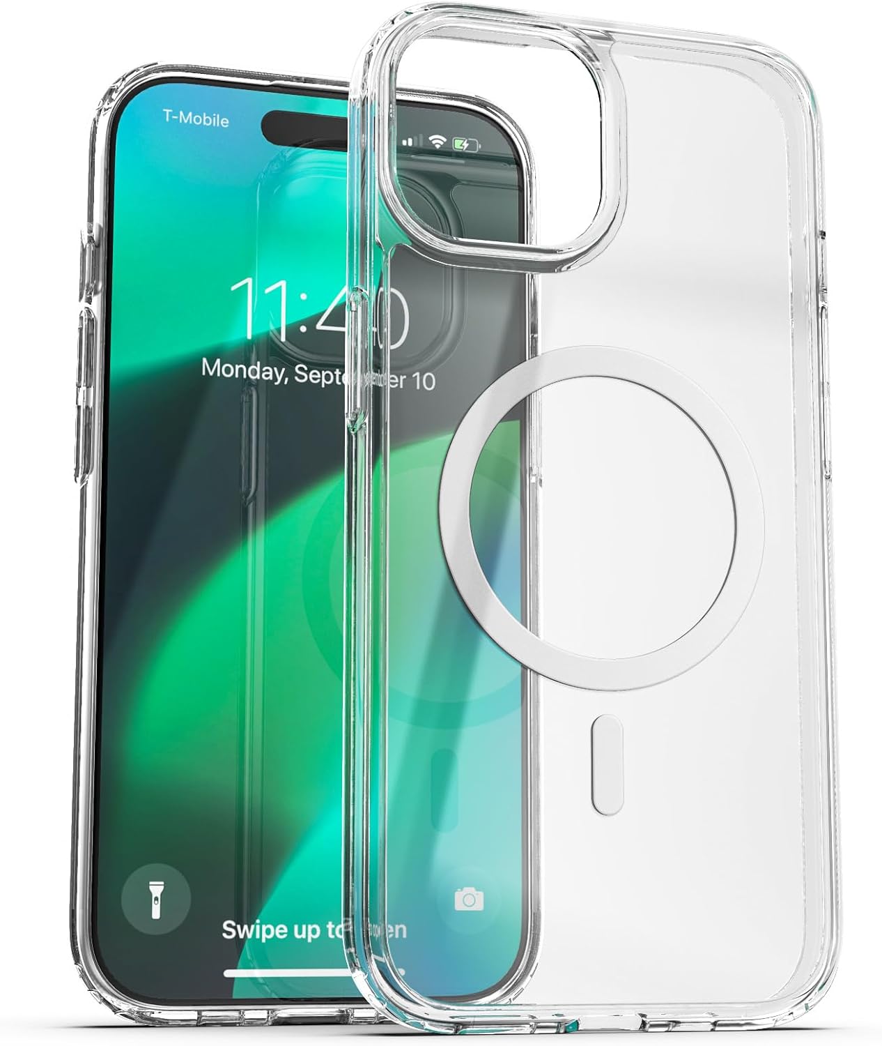 Encased Funda de privacidad, diseñada para iPhone 15 Pro (2023), funda transparente delgada con protector de pantalla antiespía, vidrio templado 9H