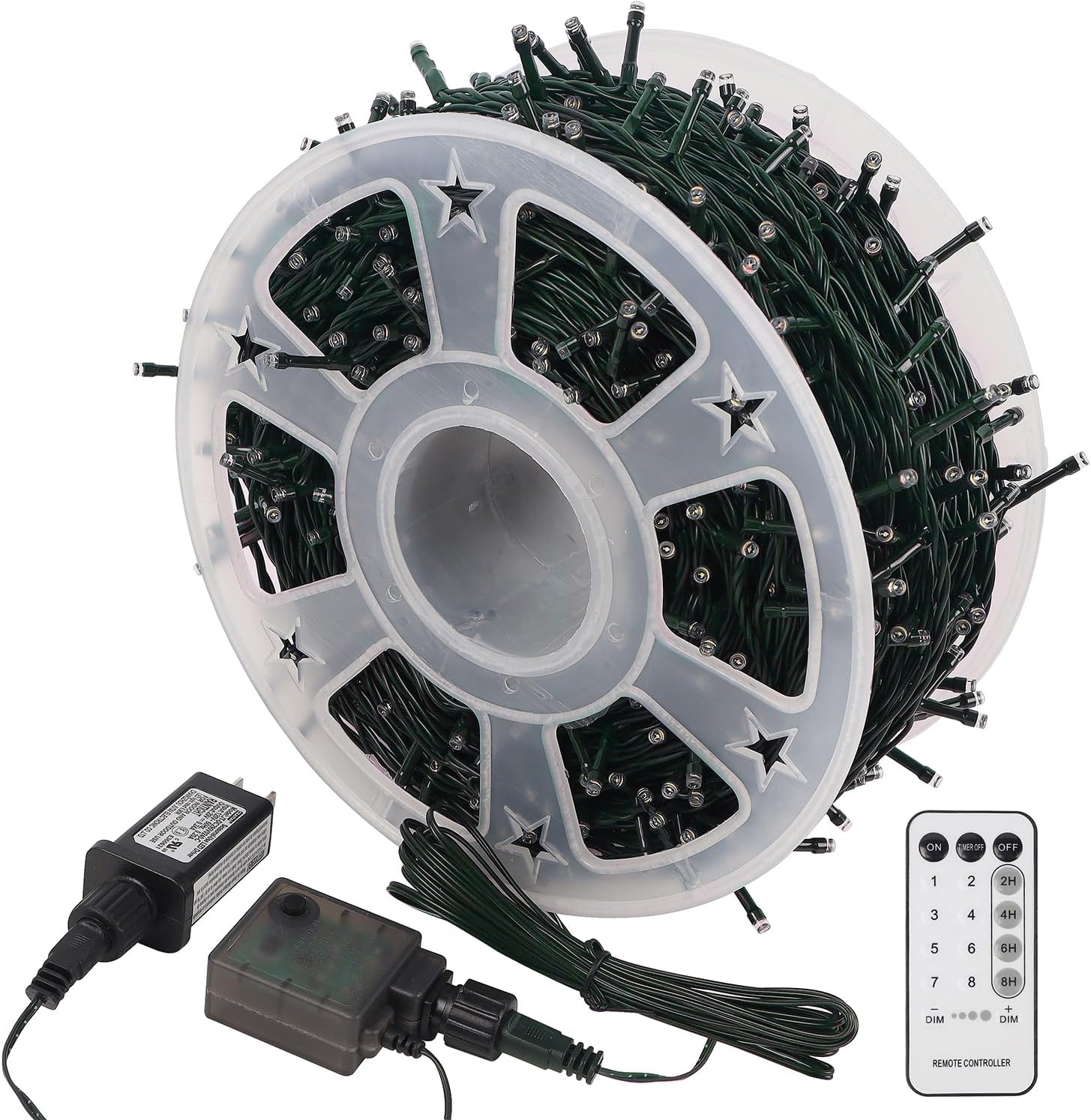 WATERGLIDE Guirnalda de 1000 luces LED de Navidad, 328 pies, cable verde, luces LED decorativas con control remoto y 8 modos, impermeable para