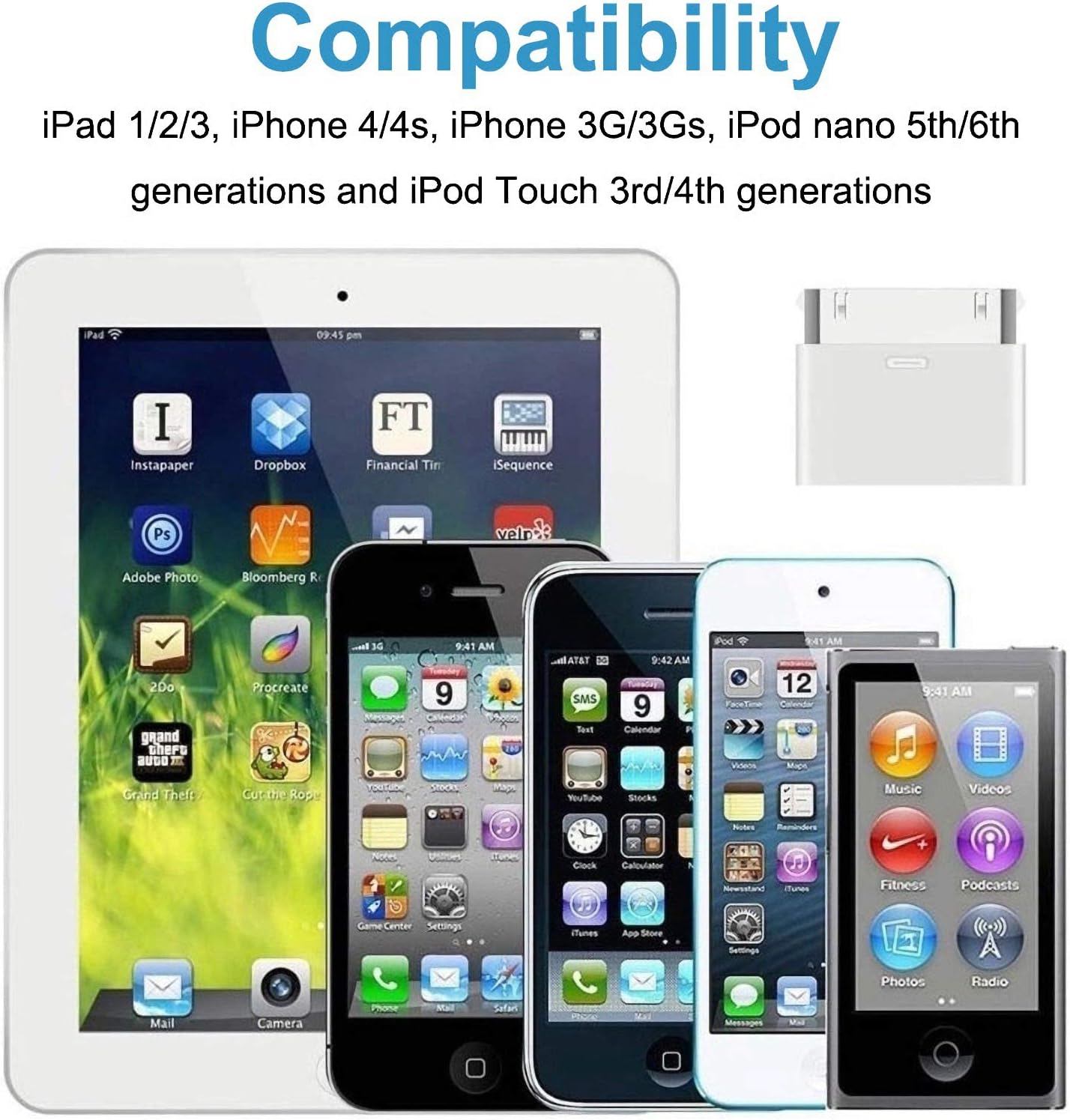 ROSYCLO - Adaptador Lightning de 30 pines a Lightning con certificación MFi de 8 pines hembra a 30 pines conector de base macho de 30 pines - Imagen 8