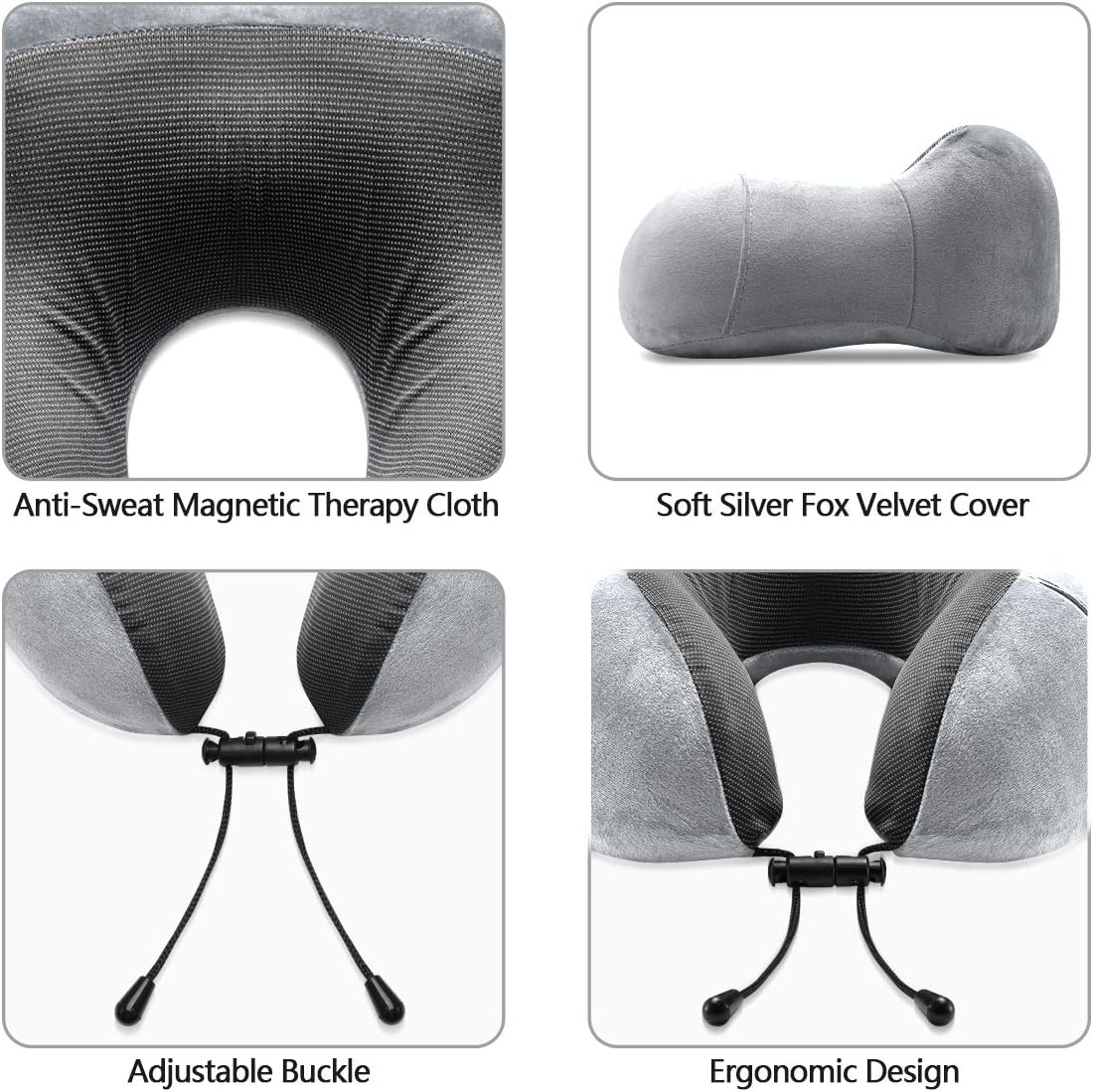 DYD Almohada de viaje de espuma viscoelástica para el cuello para avión, funda de terciopelo lavable, almohada ergonómica de apoyo para el cuello