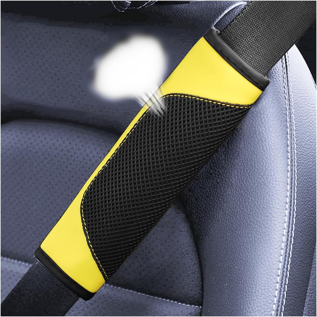 BESULEN Fundas para cinturón de seguridad de automóvil, 2 unidades de malla de cuero, protector universal para correa de hombro para cinturón de