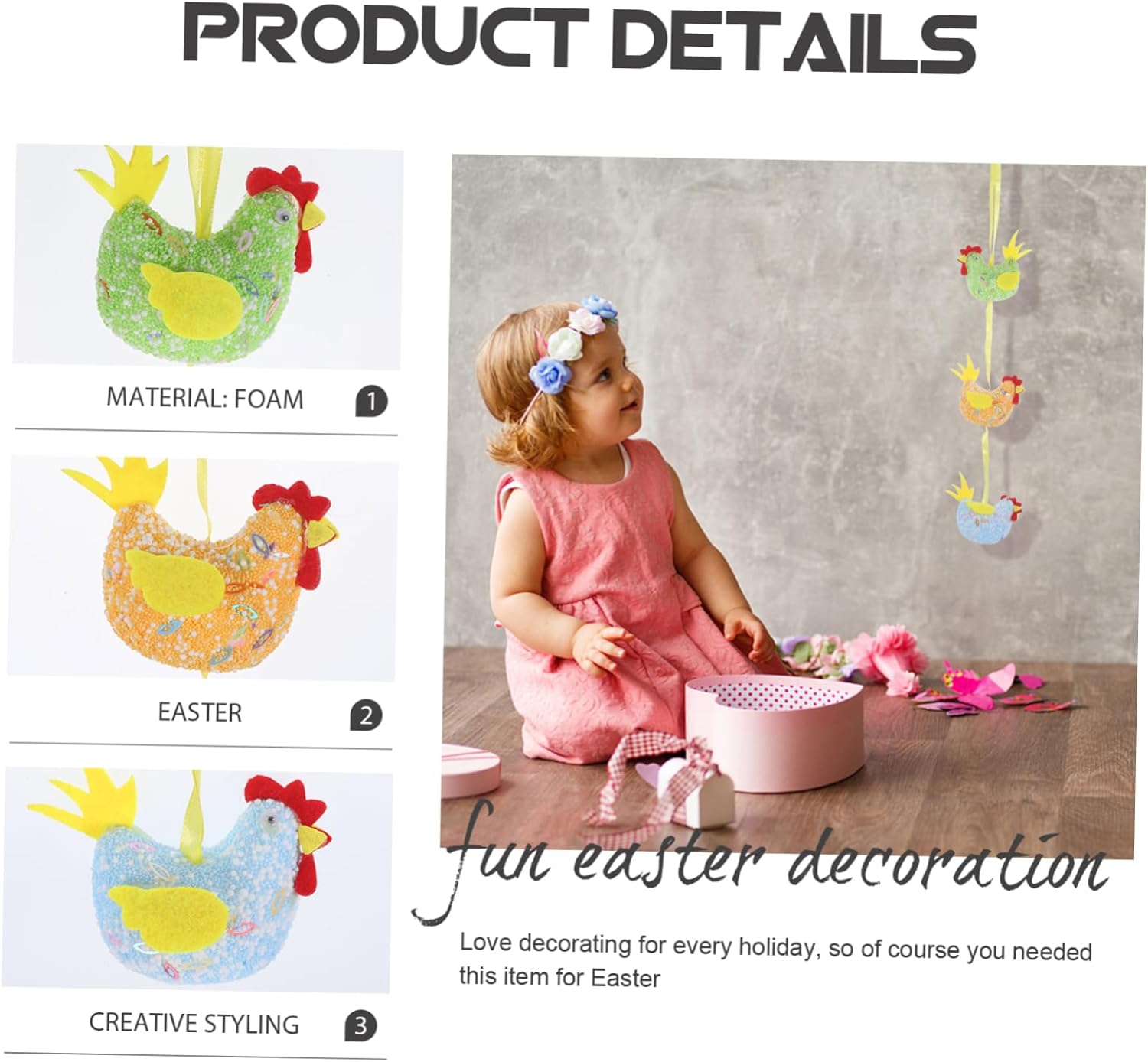 Garneck Cestas de conejo, decoración de conejo, decoración de conejo, decoración de Pascua, decoración de pollo, decoración colgante,