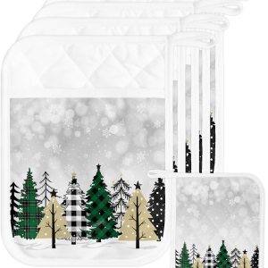 Buffalo Plaid – Juego de 4 soportes para ollas para cocina, antideslizantes y aislantes de calor, juego de agarraderas de tela de toalla con Buffalo Plaid – Juego de 4 soportes para ollas para cocina, antideslizantes y aislantes de calor, juego de agarraderas de tela de toalla con