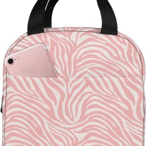 Bolsa de almuerzo portátil con estampado animal de cebra rosa para mujeres y hombres, bolsa de almuerzo reutilizable para Bolsa de almuerzo portátil con estampado animal de cebra rosa para mujeres y hombres, bolsa de almuerzo reutilizable para