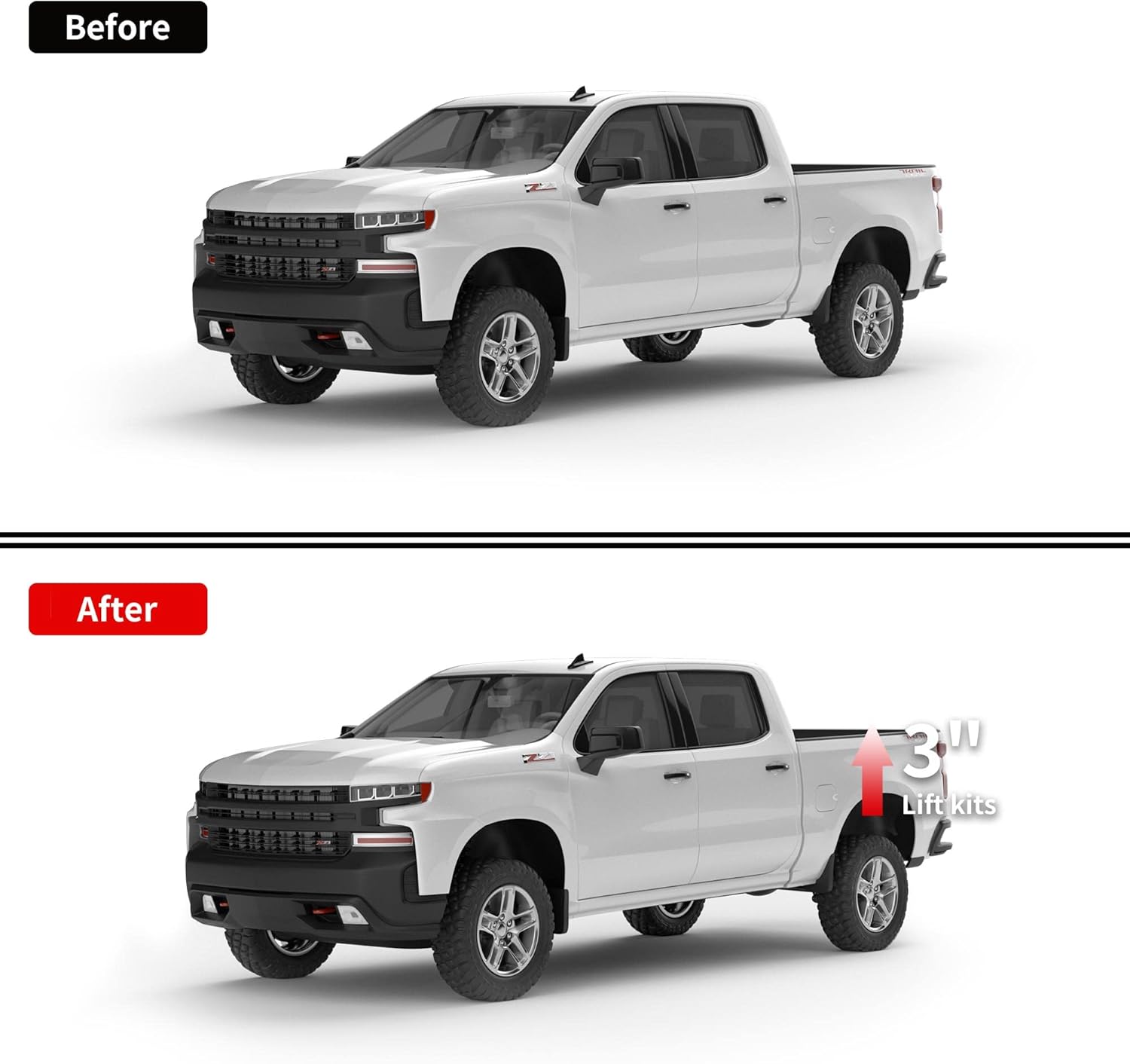 Bloques de elevación traseros de 3 pulgadas compatibles con Chevy Silverado 1500 Sierra 1500, kit de nivelación trasera de 3 pulgadas para Silverado