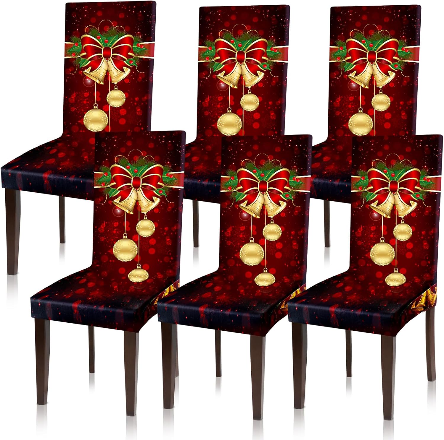 Moukeren Fundas protectoras para sillas de asiento de Navidad, elásticas, extraíbles y lavables, fundas de asiento de Navidad para el hogar, hotel,