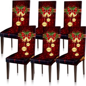 Moukeren Fundas protectoras para sillas de asiento de Navidad, elásticas, extraíbles y lavables, fundas de asiento de Navidad para el hogar, hotel, Moukeren Fundas protectoras para sillas de asiento de Navidad, elásticas, extraíbles y lavables, fundas de asiento de Navidad para el hogar, hotel,