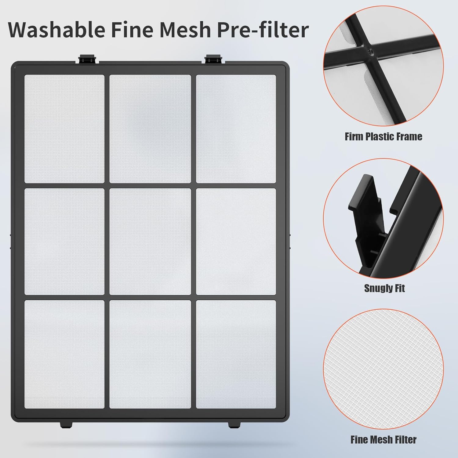Juego de prefiltros lavables para purificador de aire Winix PlasmaWave C535 5300-2 6300-2, 2 prefiltros de malla fina lavables y 2 filtros de carbón