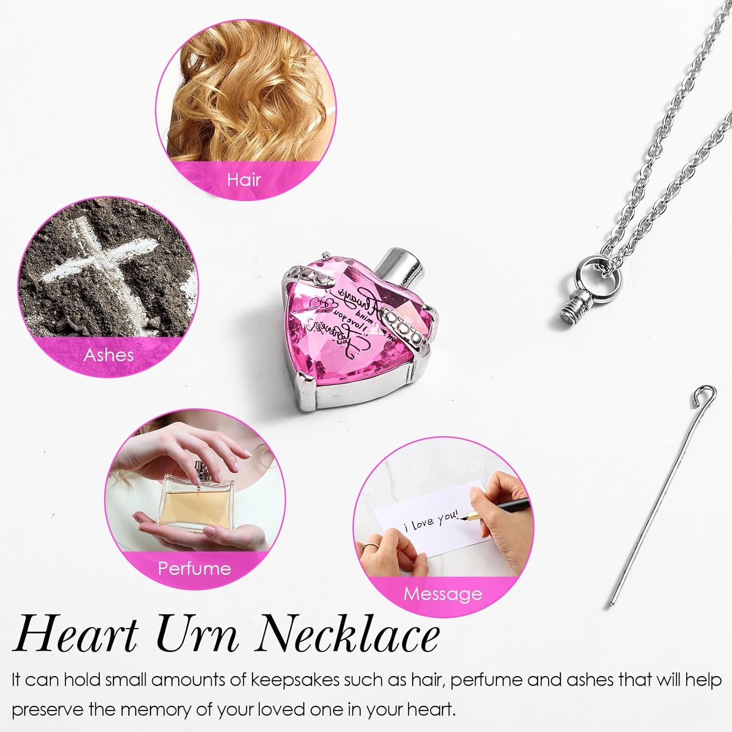 Henoyso 12 piezas de collar de urna para cenizas, cremación a granel, cruz, corazón, joyería cúbica, joyería de acero inoxidable, medallón