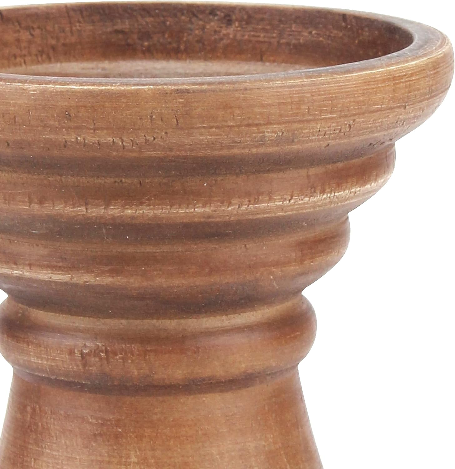 Stonebriar Portavelas de pilar de madera natural decorativo mediano