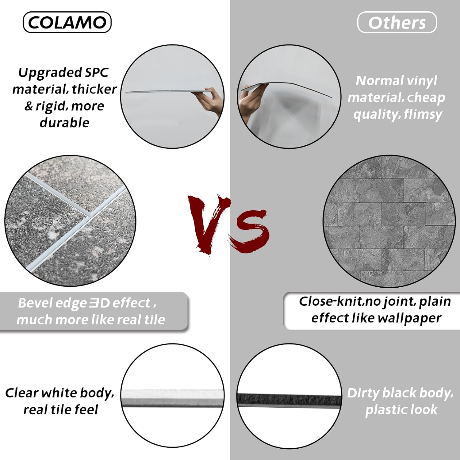COLAMO Swatch – Azulejo rígido de metro grande de 3 x 6 pulgadas, para despegar y pegar, autoadhesivo, adhesivo en muro de cocina, superficie