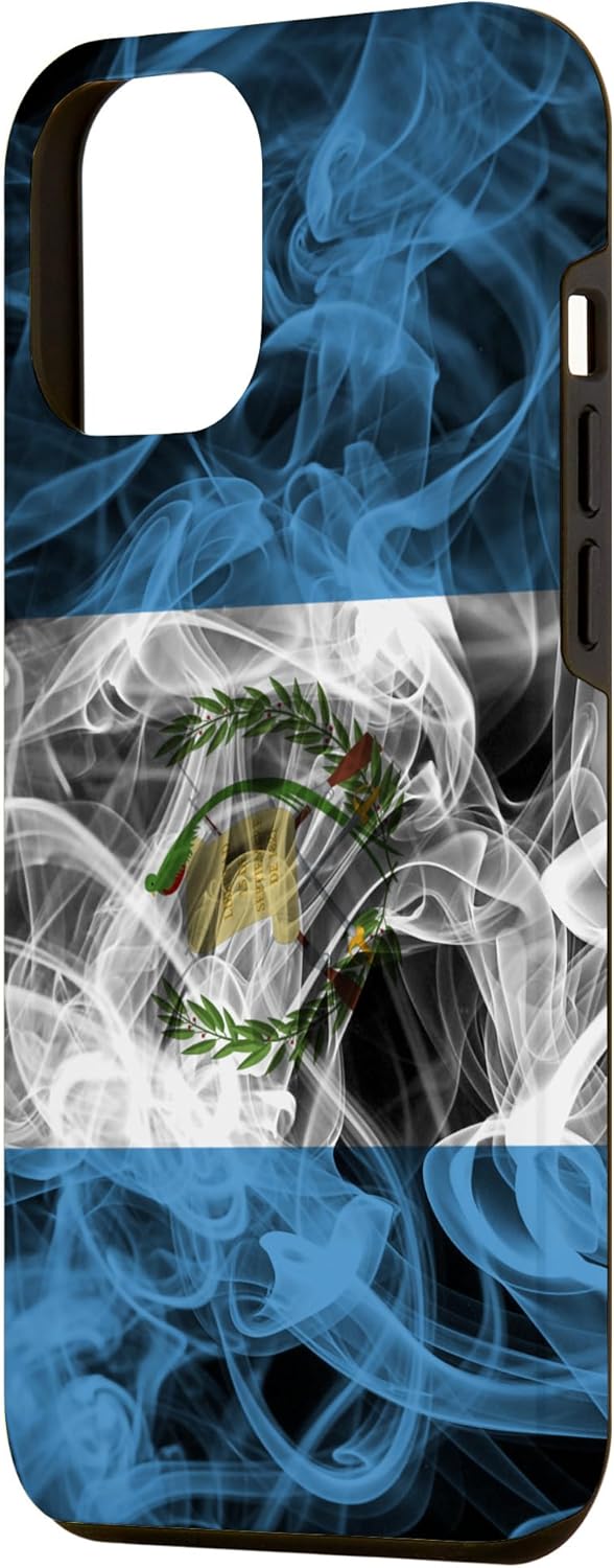 Funda para iPhone 14 Pro Max con diseño de bandera de Guatemala con estética ahumada