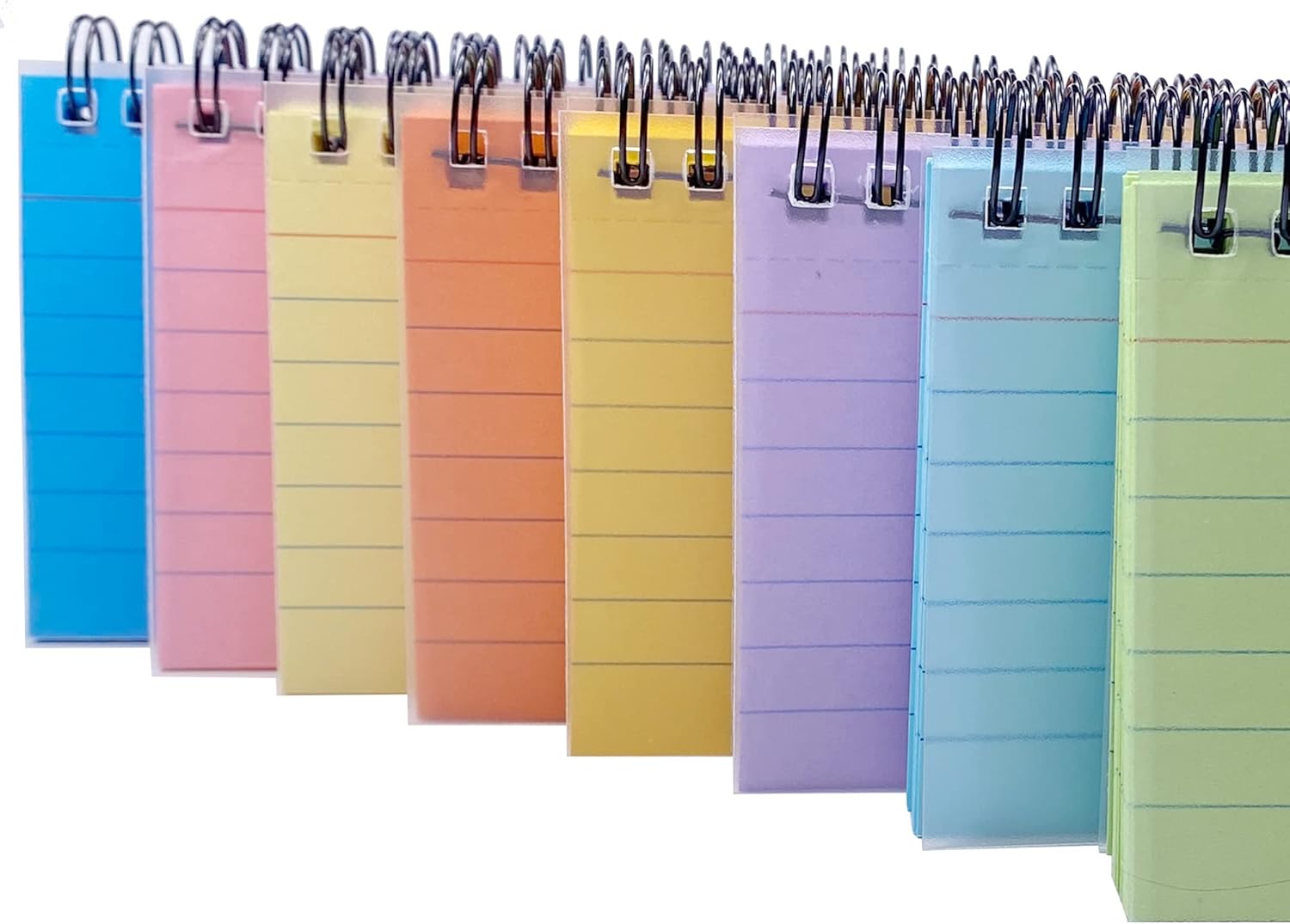 8 paquetes de tarjetas de índice, tarjetas de registro flash de revisión encuadernadas en espiral a rayas, papel para tomar notas, 8 colores, 5 x 3