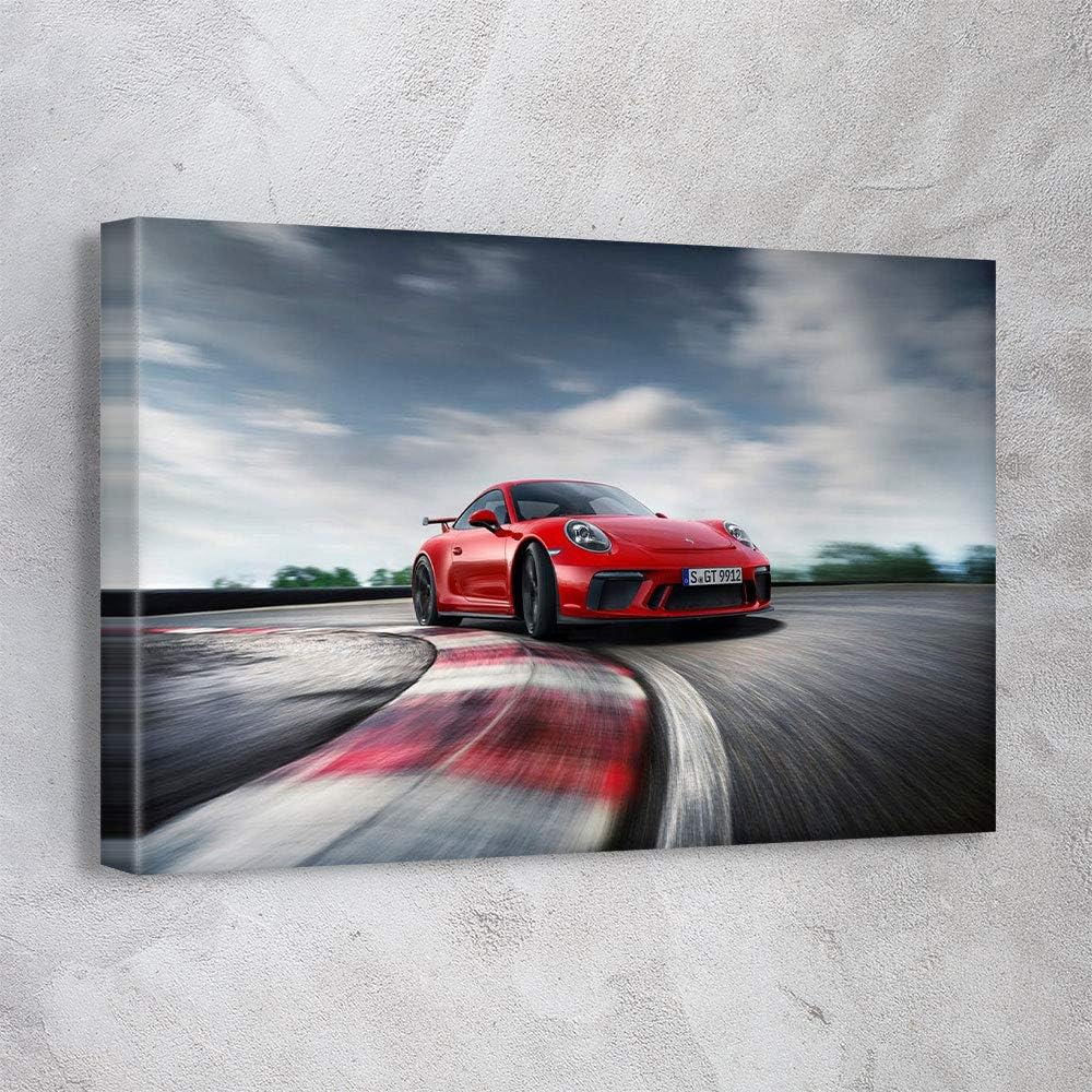 “AWESOMETIK” Porsche 911 GT3 – Lienzo decorativo para el hogar. Listo para colgar. Fabricado en Estados Unidos (24 x 18 pulgadas envuelto en galería)