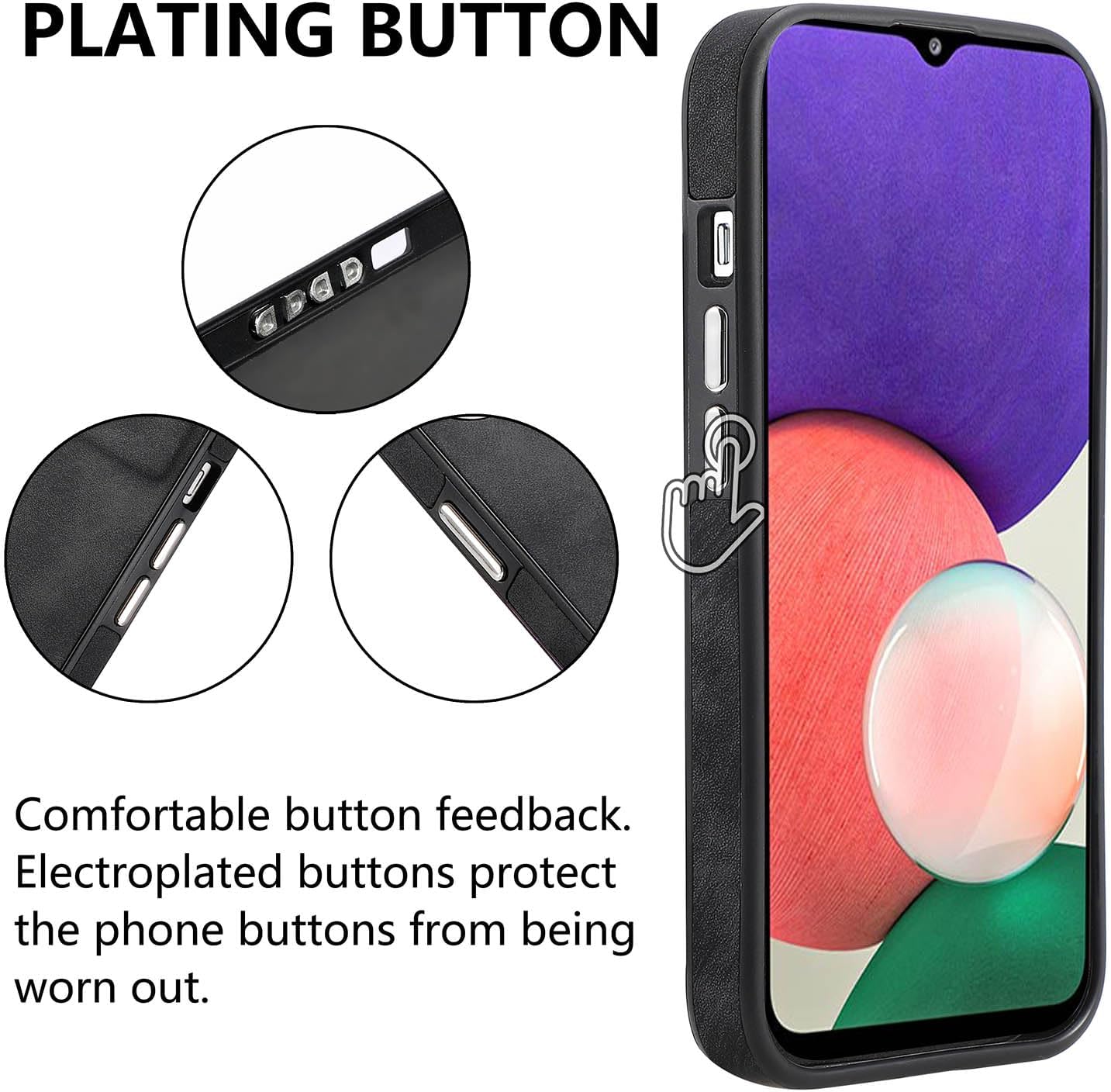 Asuwish Funda de teléfono para Samsung Galaxy A22 5GBoost Mobile Celero 5G con protector de pantalla de vidrio templado y funda delgada de cuero
