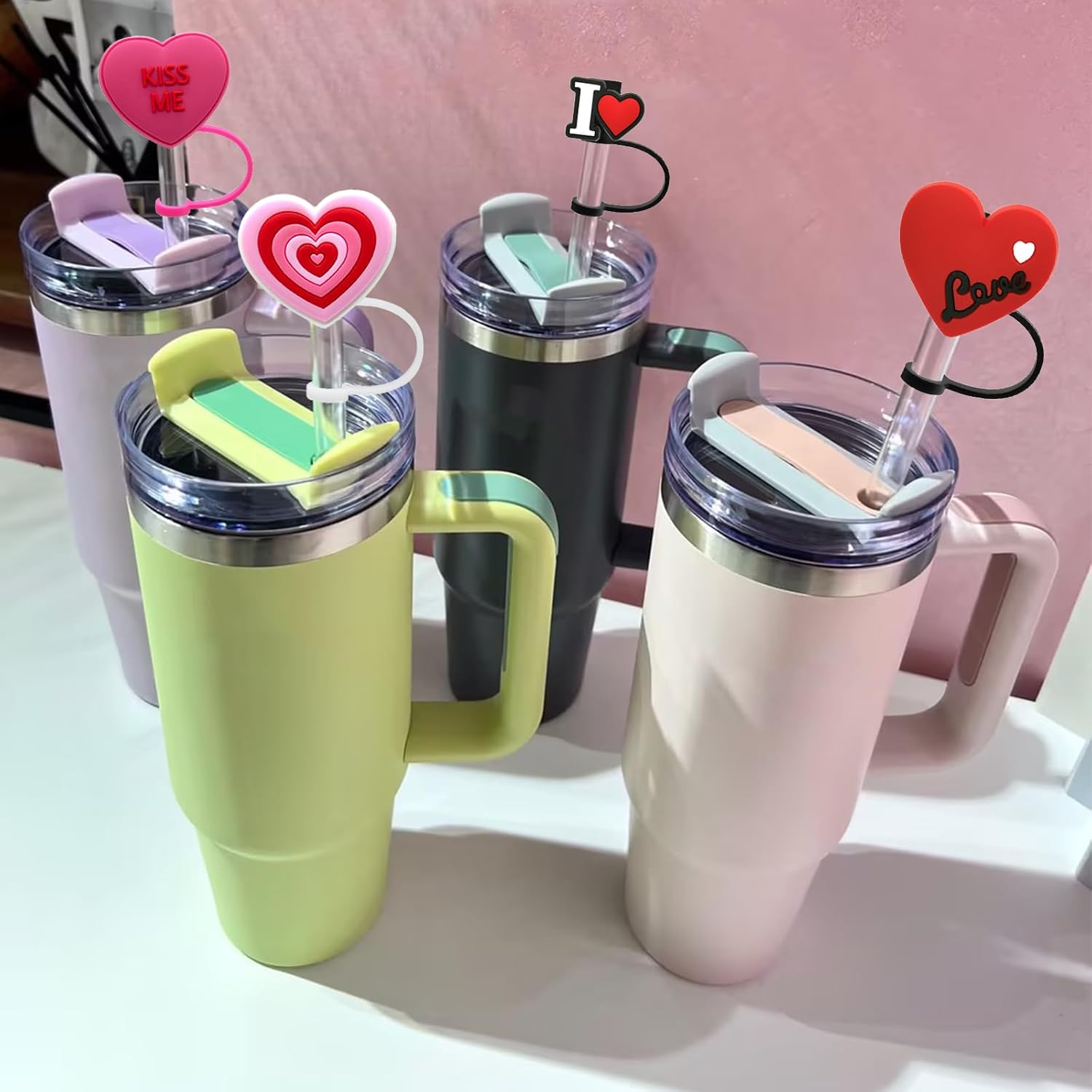 Funda de popote de 0.4 pulgadas de diámetro para copa Stanley, adorno de popote Amreich para vaso Stanley de 30 y 40 onzas con asa, tapa de popote