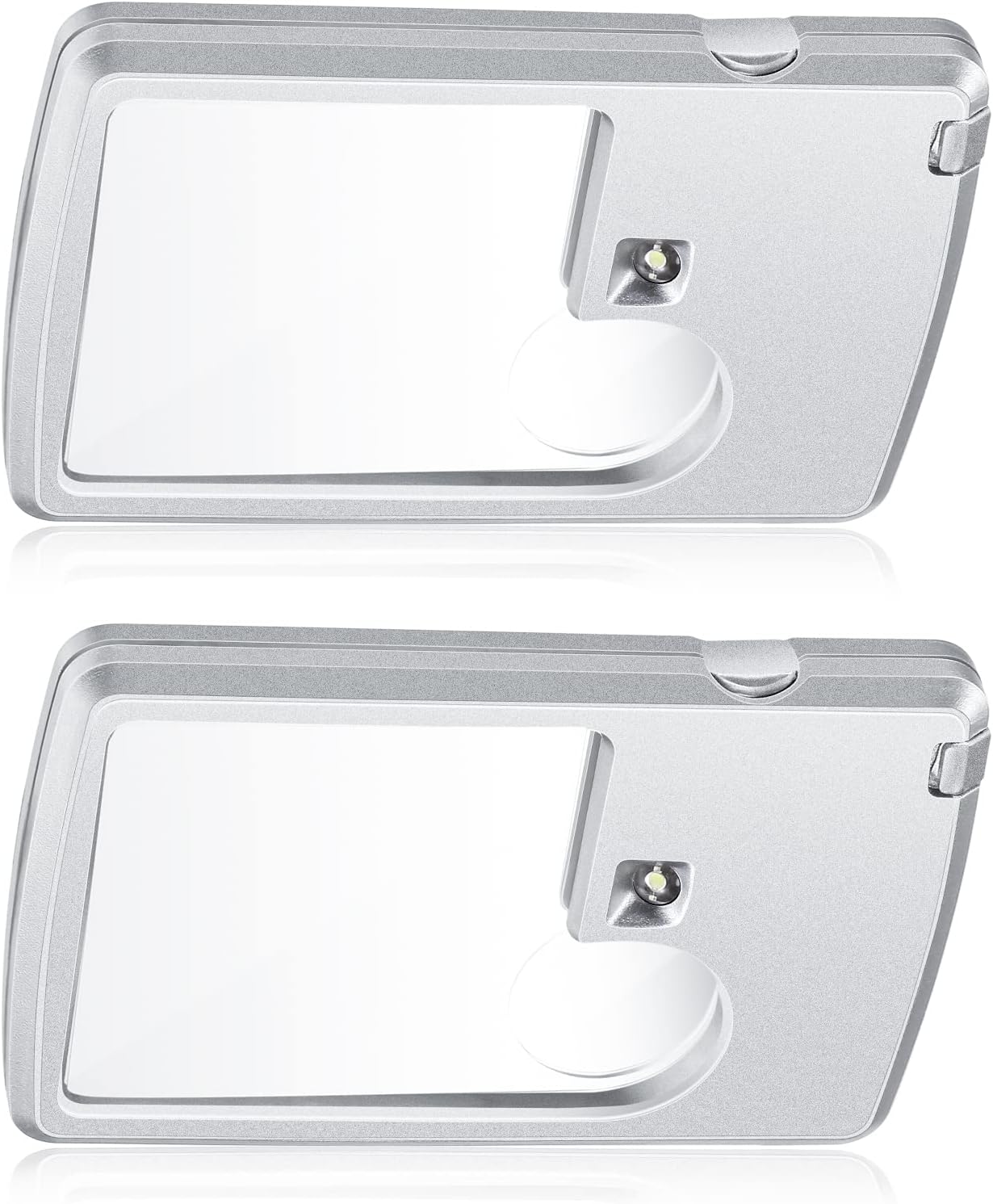 Lupa de bolsillo con luz, 2 piezas de lupa de 3 x y 6 lupas para tarjetas de crédito con mini lupas pequeñas ligeras para lectura, joyas,