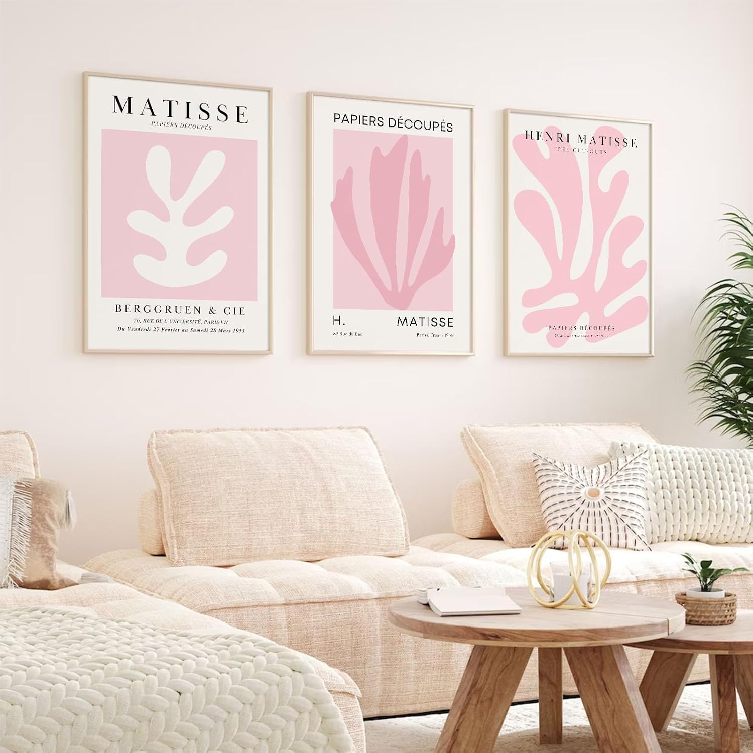 Arte de pared de Matisse rosa con impresiones artísticas estéticas para decoración de pared, lienzo abstracto de Henri Matisse, arte de pared,