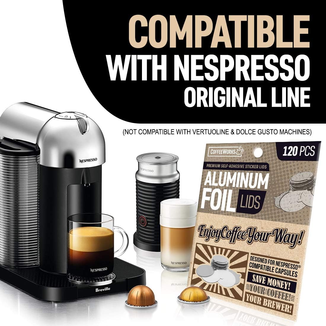 Tapas de sellado de papel de aluminio reutilizables para cápsulas de línea original de Nespresso, calcomanías autoadhesivas de cápsulas de café