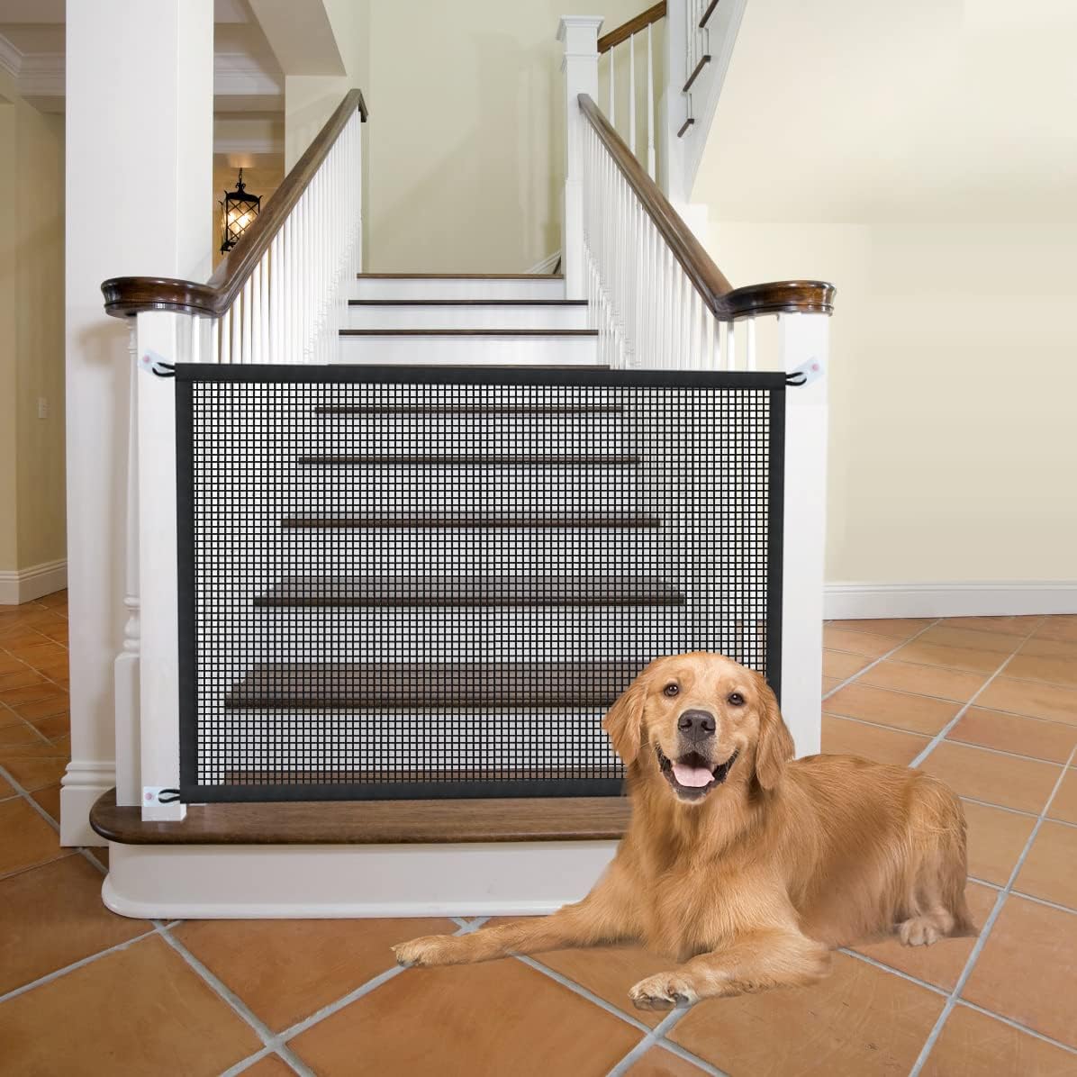 Puerta para perros para escaleras Puertas para mascotas para la casa Puerta de malla para perros para puertas, escaleras, seguridad interior de 29