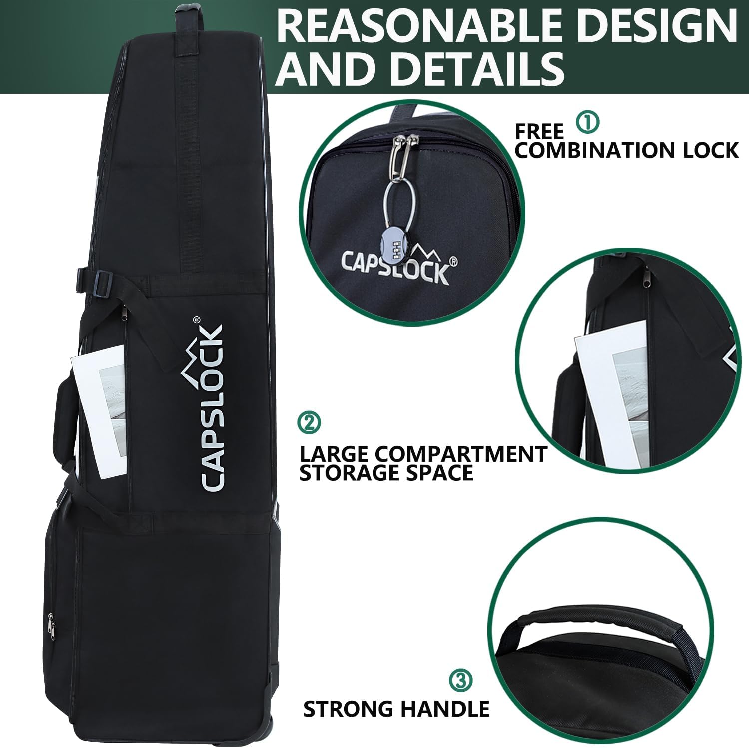 Golf Travel Bag with Wheels – 1200D Heavy Duty Nylon Fabric Golf Travel Case with Password Lock &Portable Golf Club Travel Cover,Soft-Sided Foldable