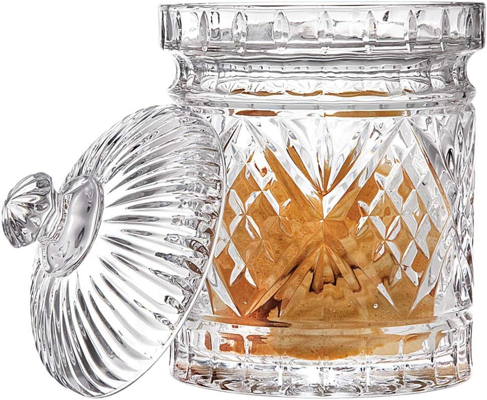 Godinger Tarro de cristal para almacenar alimentos con tapa, colección Dublin, 8.5 pulgadas de alto