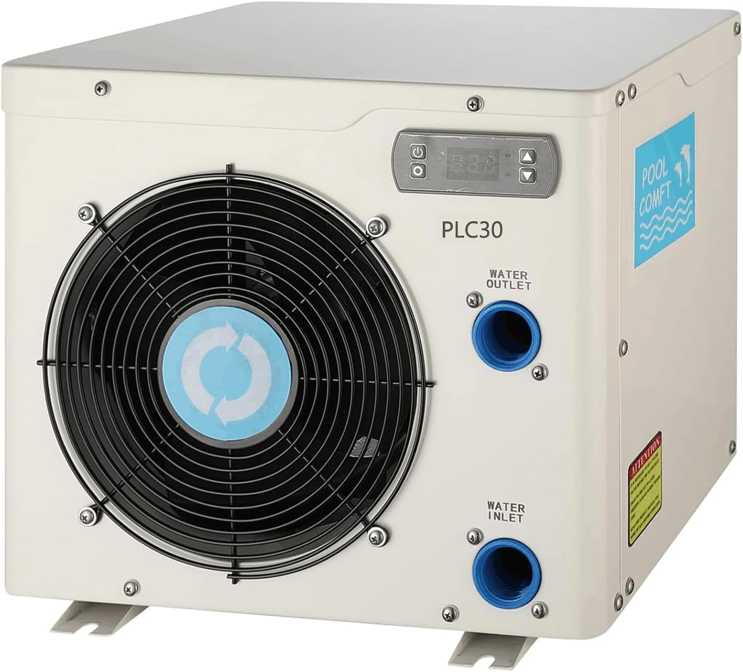POOLCOMFT -Bomba de calor para piscina 11488BTU (máx.) para piscinas sobre el suelo, calentador de piscina PLC30 para piscinas de hasta 2000