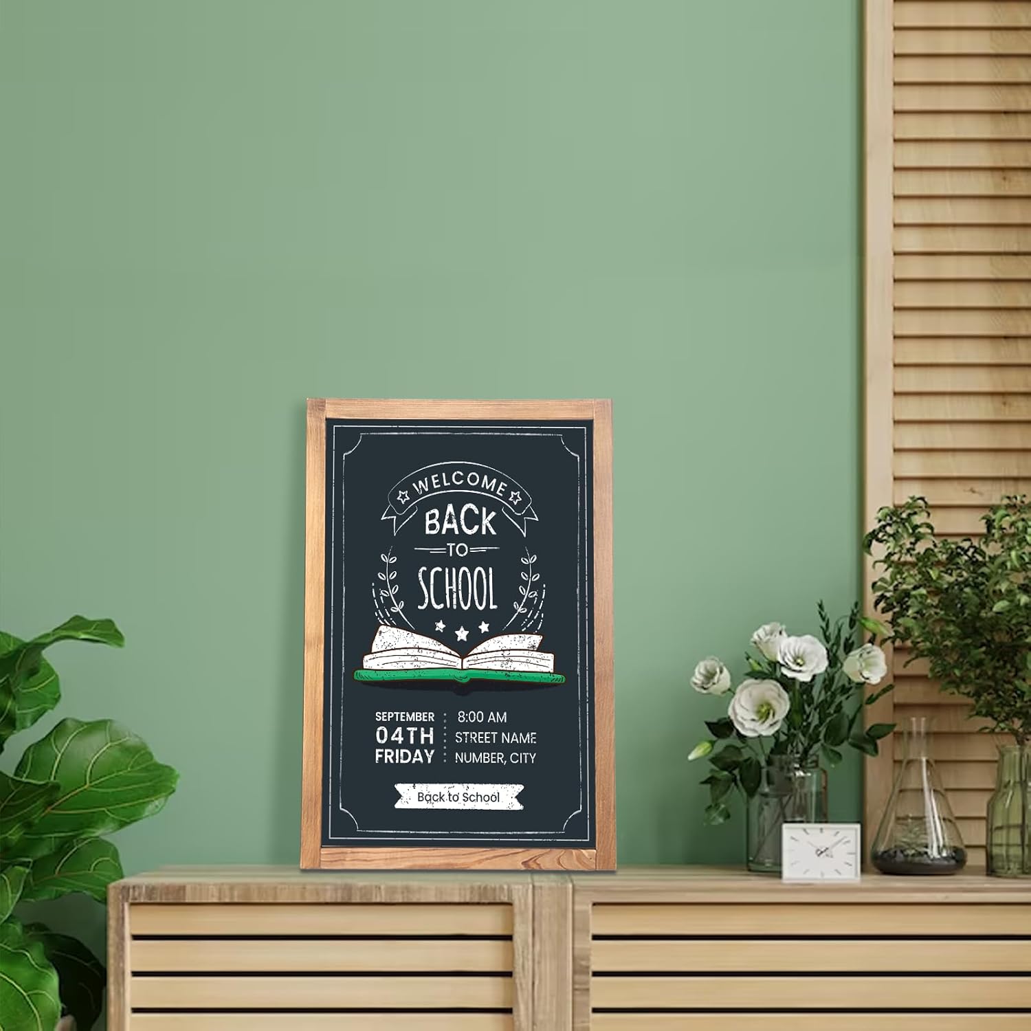 Pizarra magnética pequeña para pared con marco de madera rústica, pizarra decorativa para niños, pizarra colgante para el hogar, oficina,