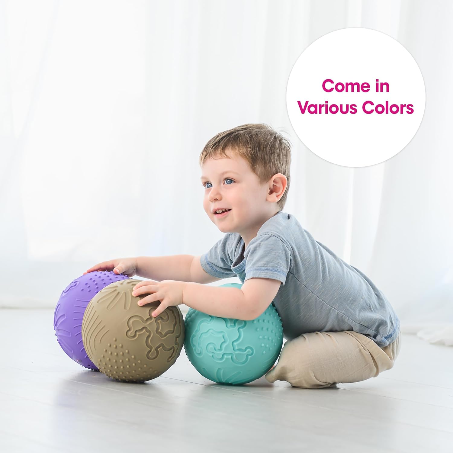 Edushape Texture-iffic Sensory Ball for Baby – 7″ Baby Ball That Helps Enhance Gross Motor Skills for Kids – Toddler Ball with 8 Sections of