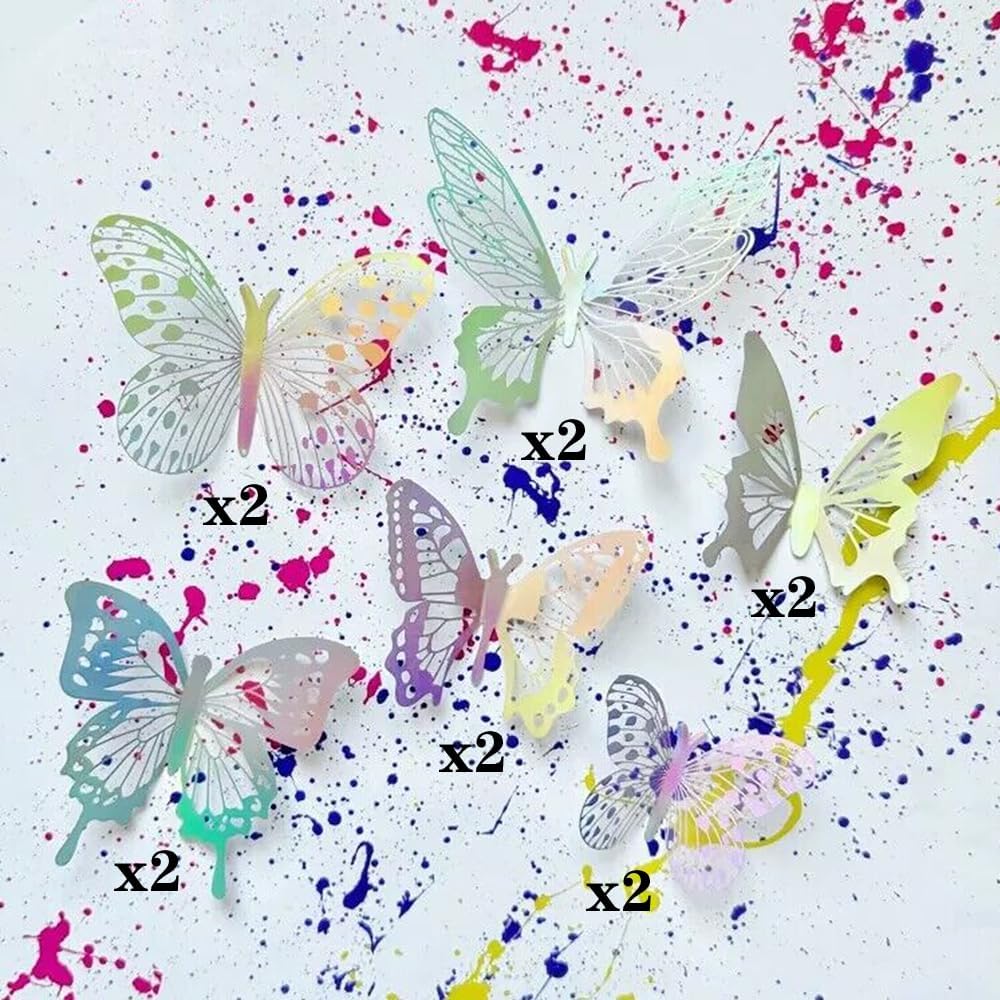 WRACKKIAR 13 Pcs Butterfly Cake Topper-Butterfly Happy Birthday cake topper-Girls Women’s Birthday Cake Party Decorations-Birthday Wedding Party