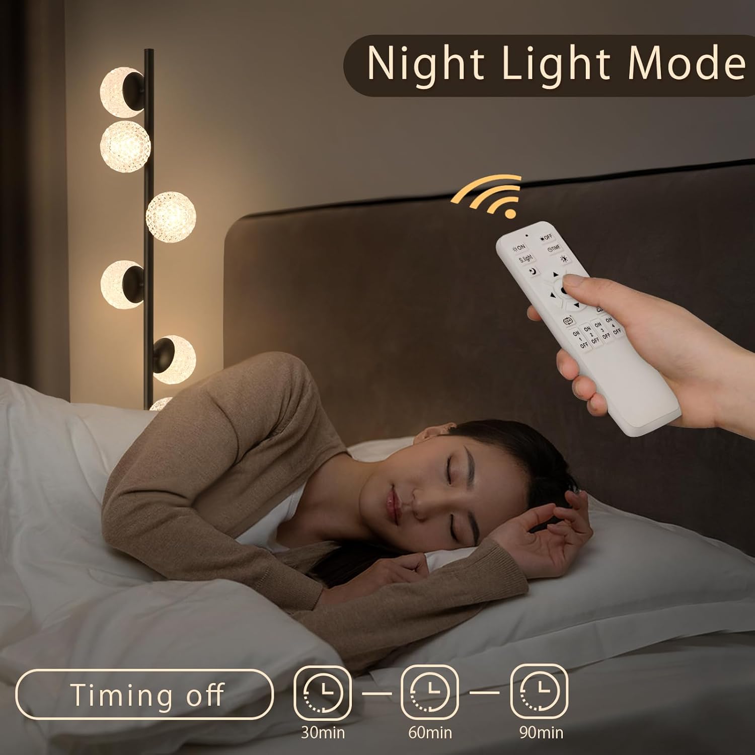 ADISUN Globe Crystal – Lámpara de pie moderna para dormitorio, lámpara de pie regulable de 6 cabezales para sala de estar, comedor, dormitorio,