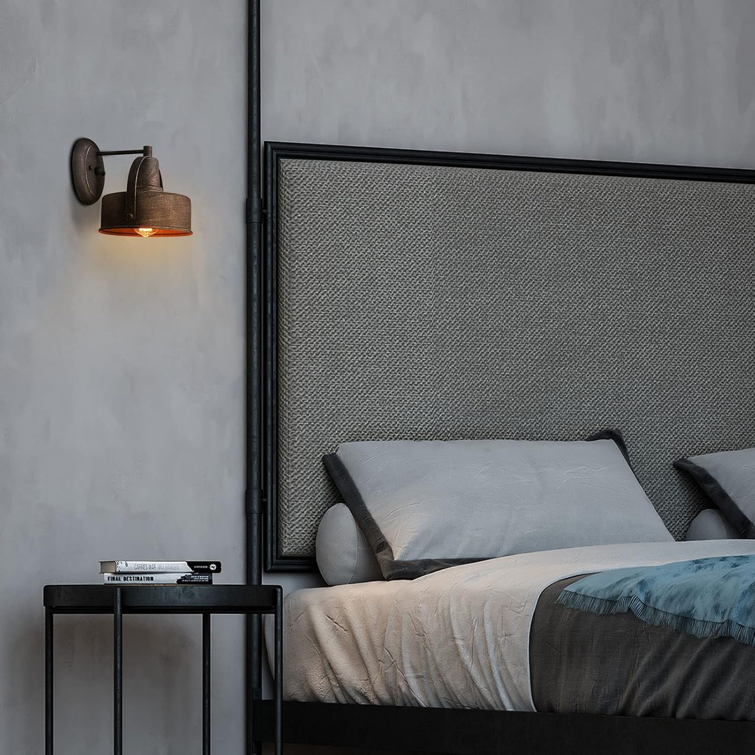 Luces industriales de pared para interiores y exteriores, aplique de pared de granero de 8.6 pulgadas, enchufe E26, luz de porche industrial para