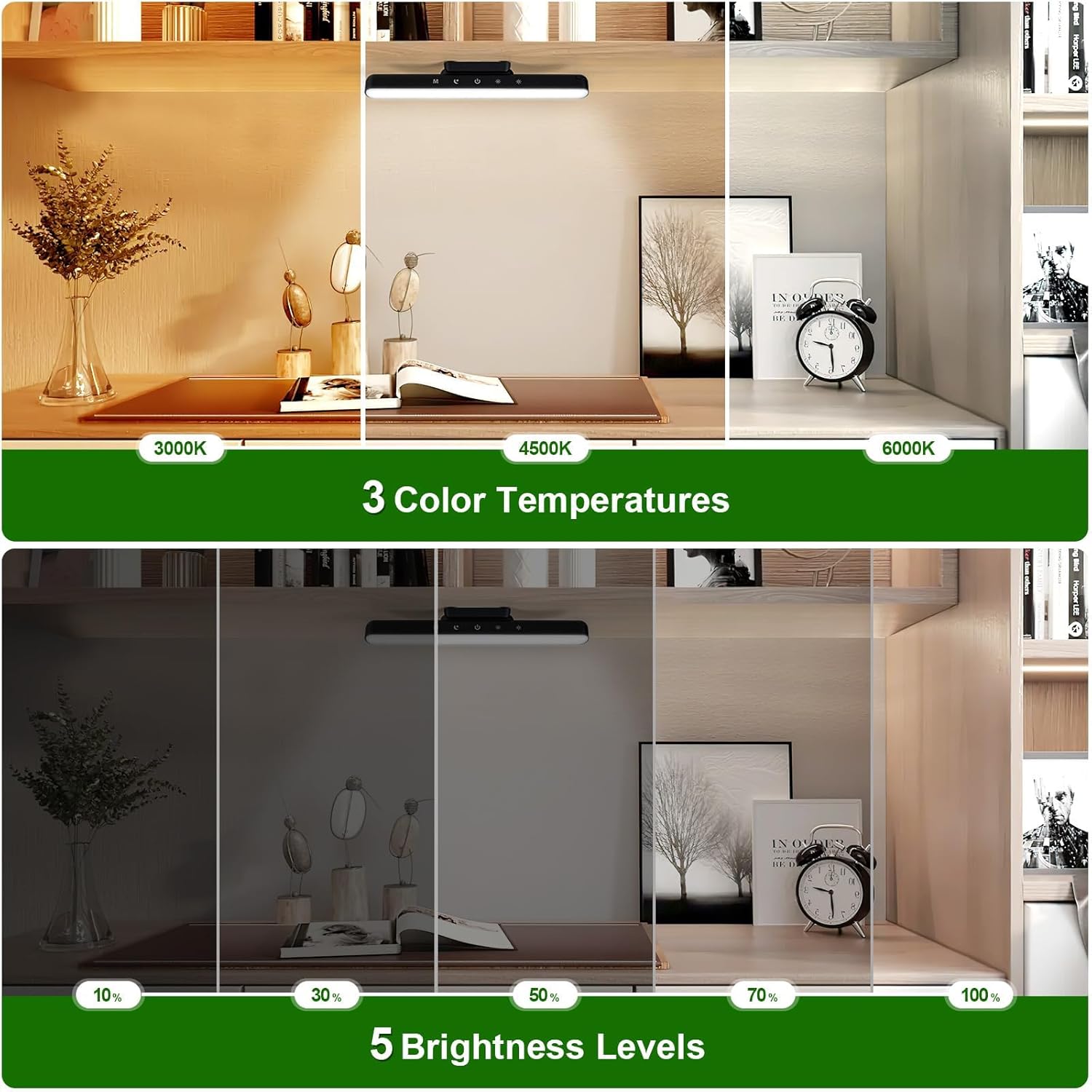 ZMinghtx Rechargeable Light Bar,60LED 5W Wireless Dimmable Touch Bunk Bed Light,3 Color Temperatures 3000mAh Battery Operated Magnetic Under Cabinet